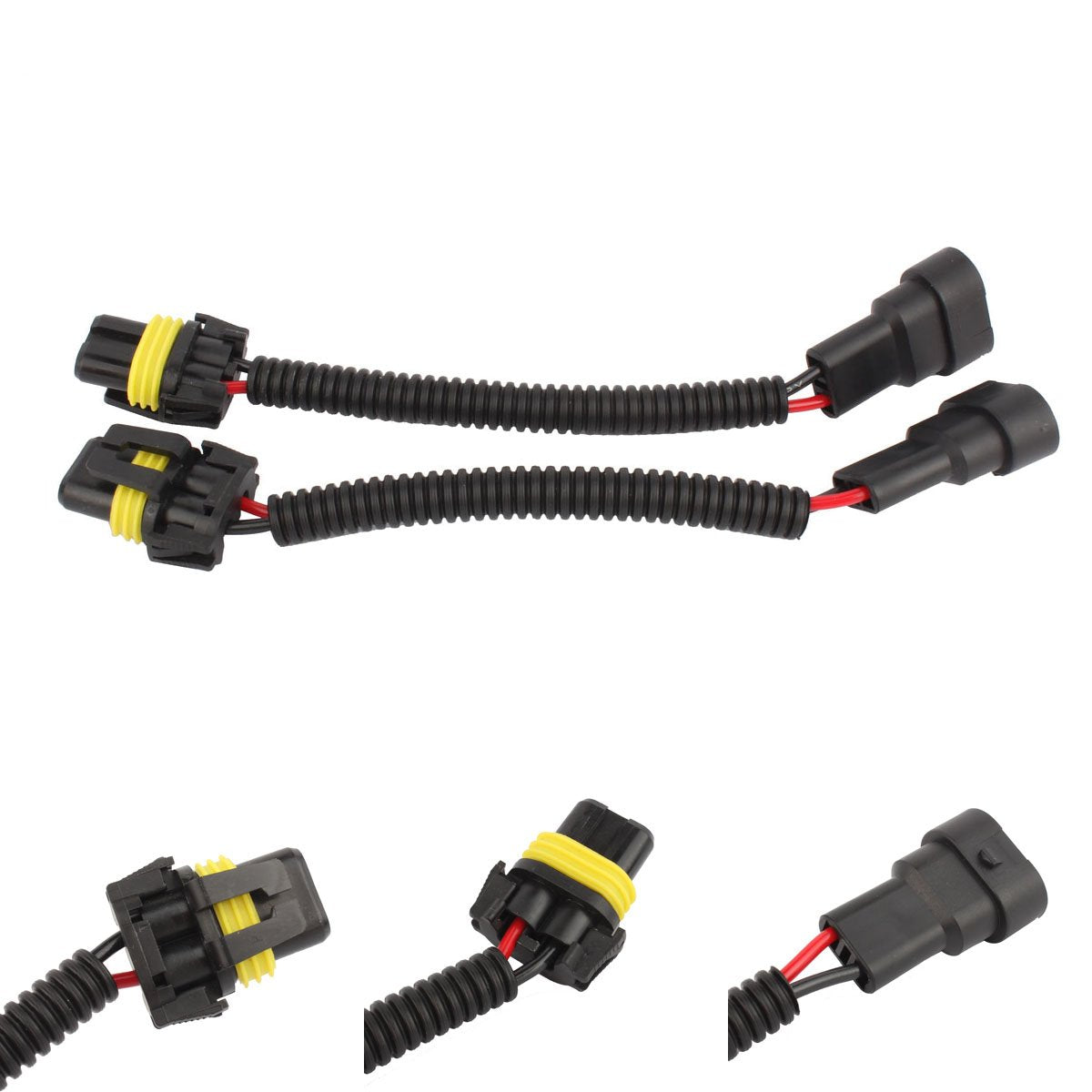 TOMALL 9005 HB3 9006 HB4 12cm(5inch) Extension Wiring Harness Male & Female Socket Adapter
