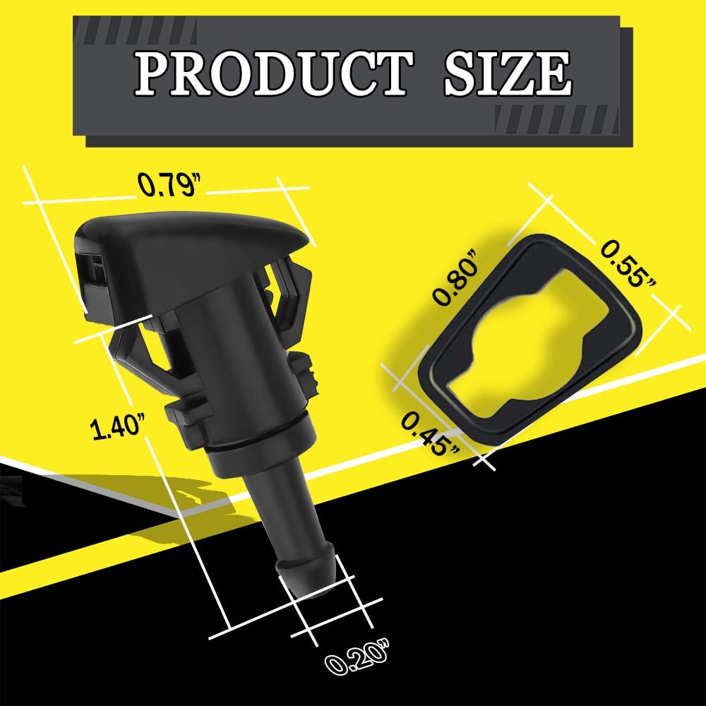 2 PCS Front Windshield Washer Nozzles, Washer Spray Jet Kit Fit for Chrysler, Dodge, Replaces OEM #: 4805742AB / 5113049AA / 550