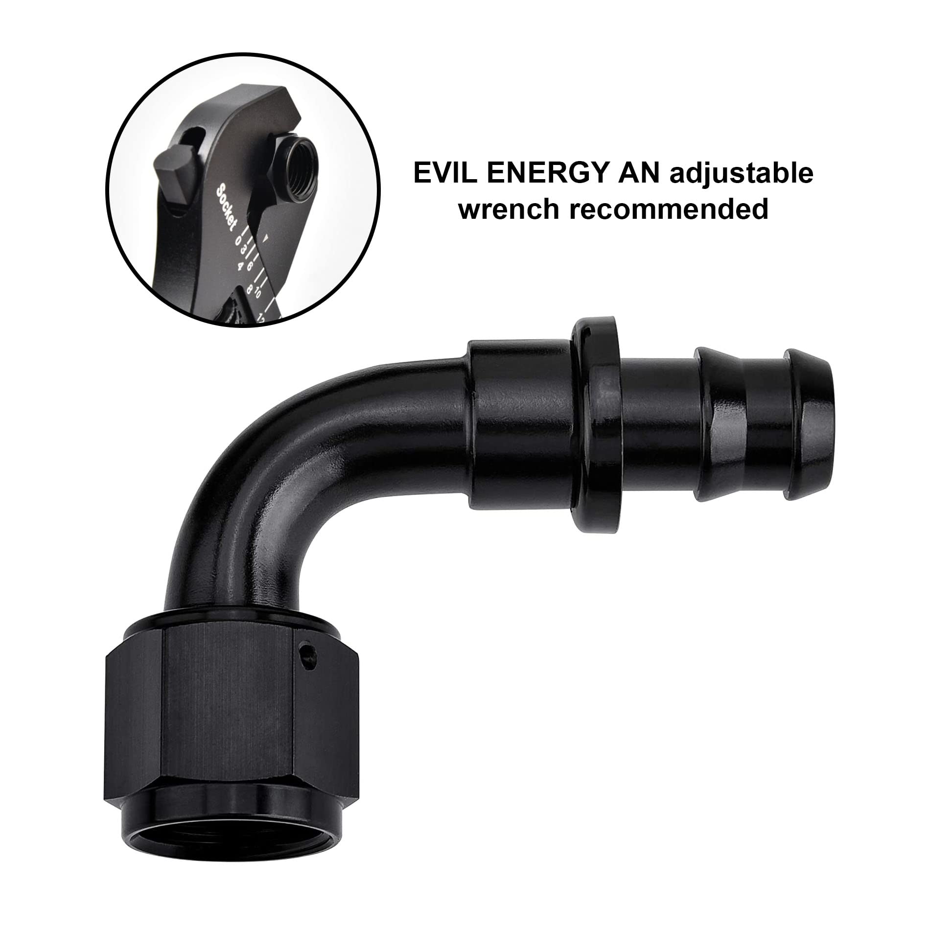 Evil Energy 12An 90 Degree Push Lock Hose Fitting End Black