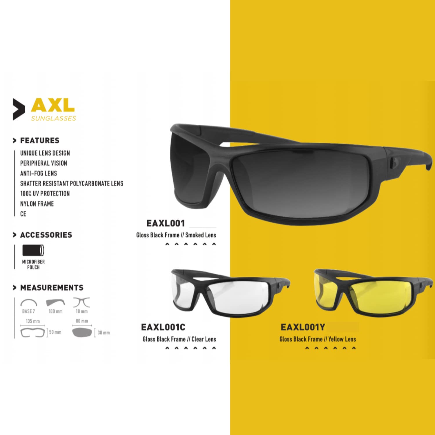 Bobster  Axl, Gloss Black Frame, Smoked Lens