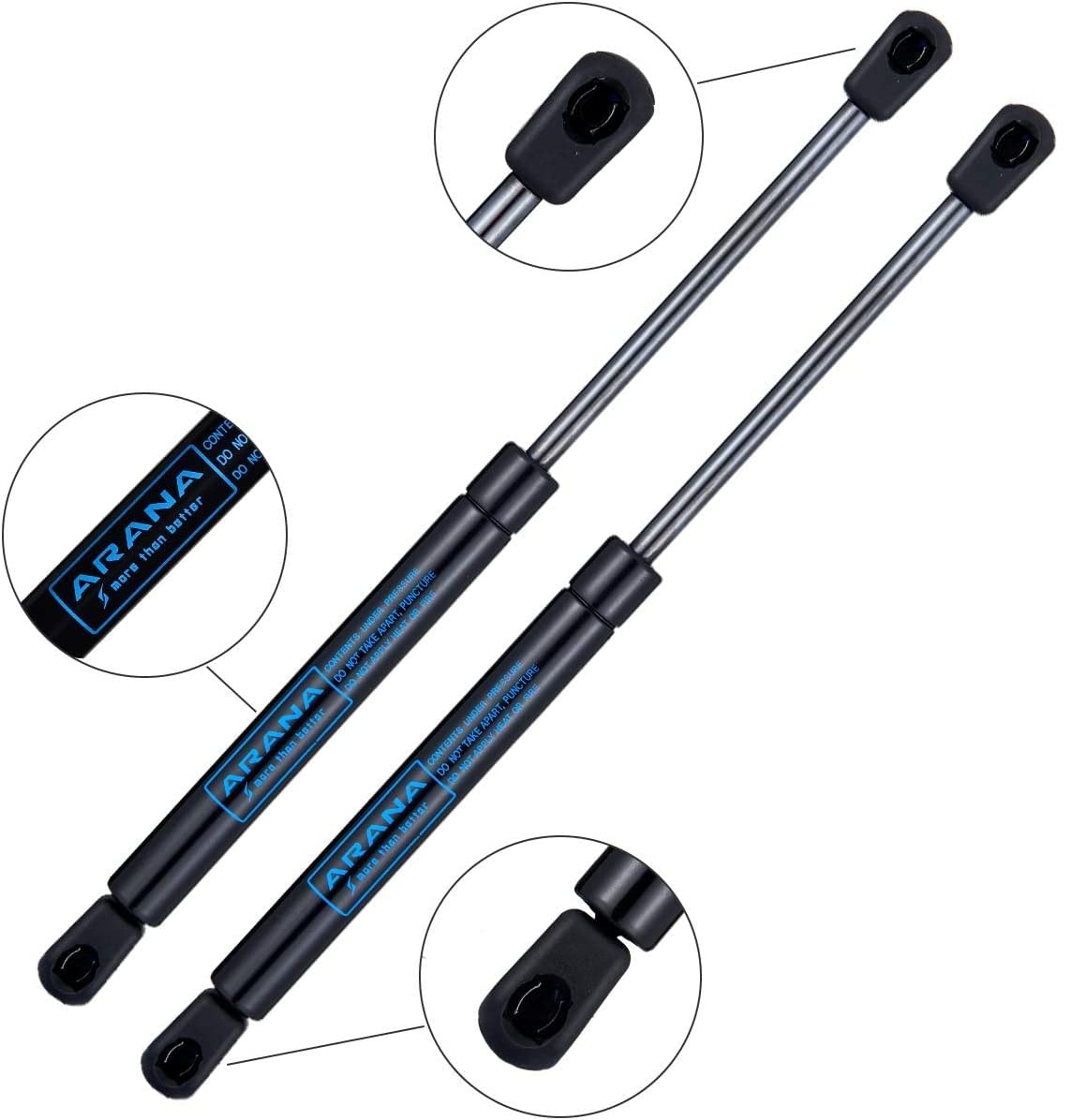 ARANA 12" Gas Struts Shock Supports, 40LB Capacity, Carbon Steel, Model C16-11028, Black, 2 Pcs for Truck Toolbox & Canopy Doors
