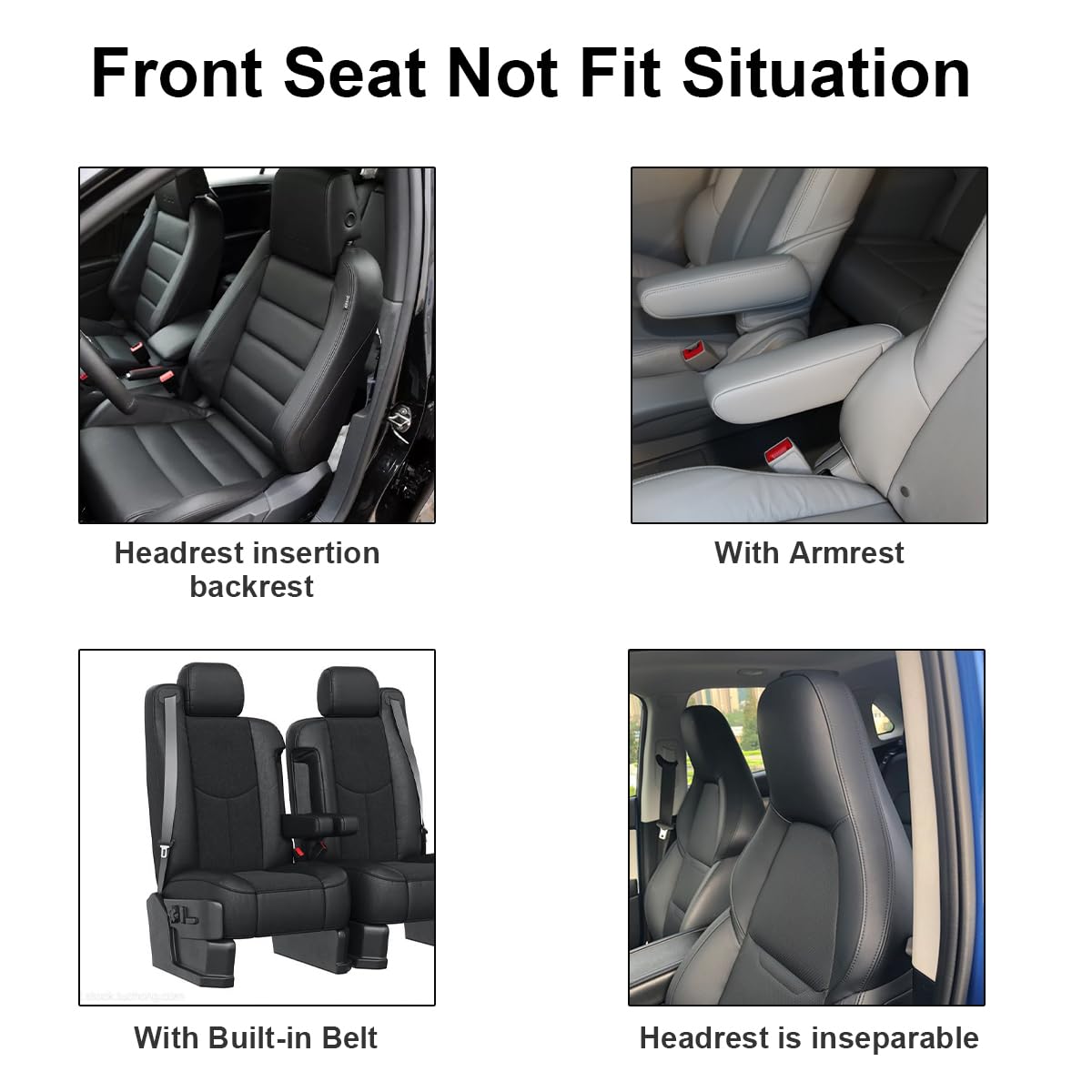 2Pcs Car Seat Covers For Front Seats, Breathable Waterproof Polyester Split Automotive Cushion Cover, Vehicle Seat Protectors Driver Interior Accessories Universal For Most Cars, Suv (Black/Front)