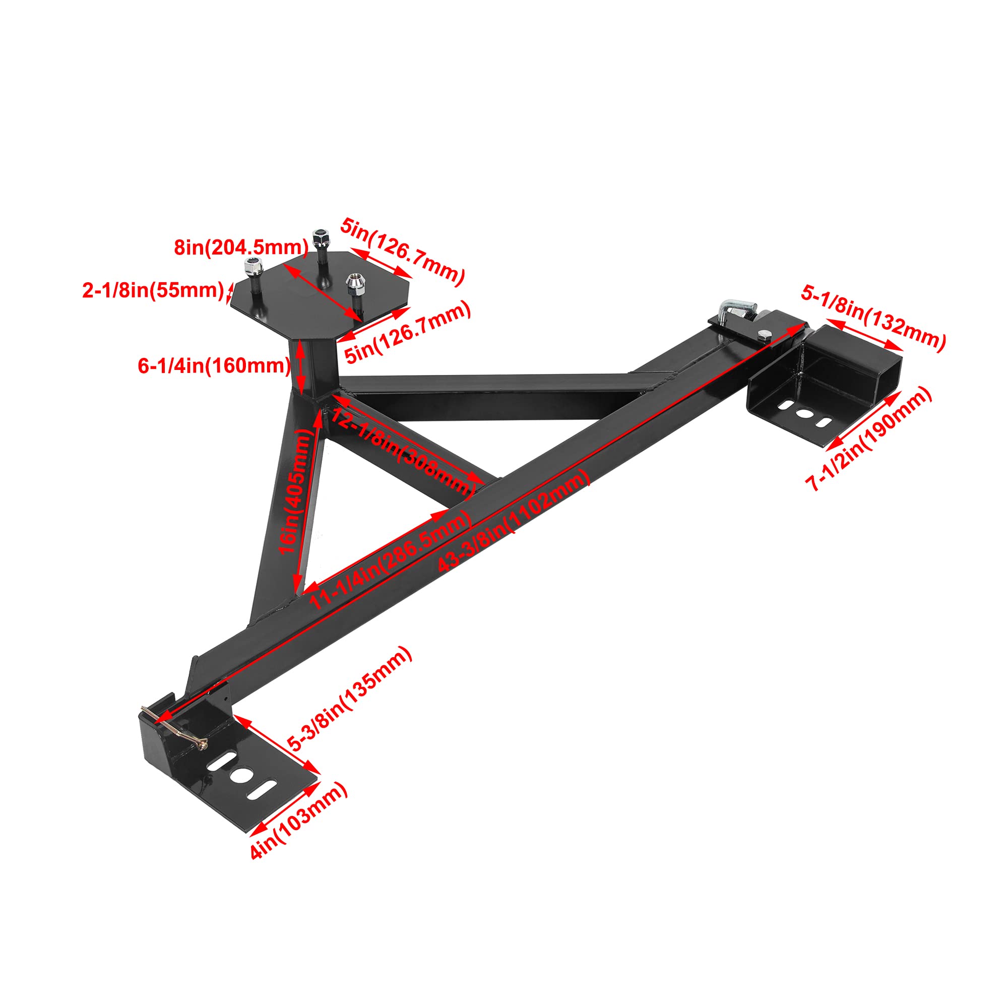 ECOTRIC Tire Carrier Mount for Hummer H2 - Heavy Duty Alloy Steel, Drop Down Option, Black, Model VC-LYAM-479