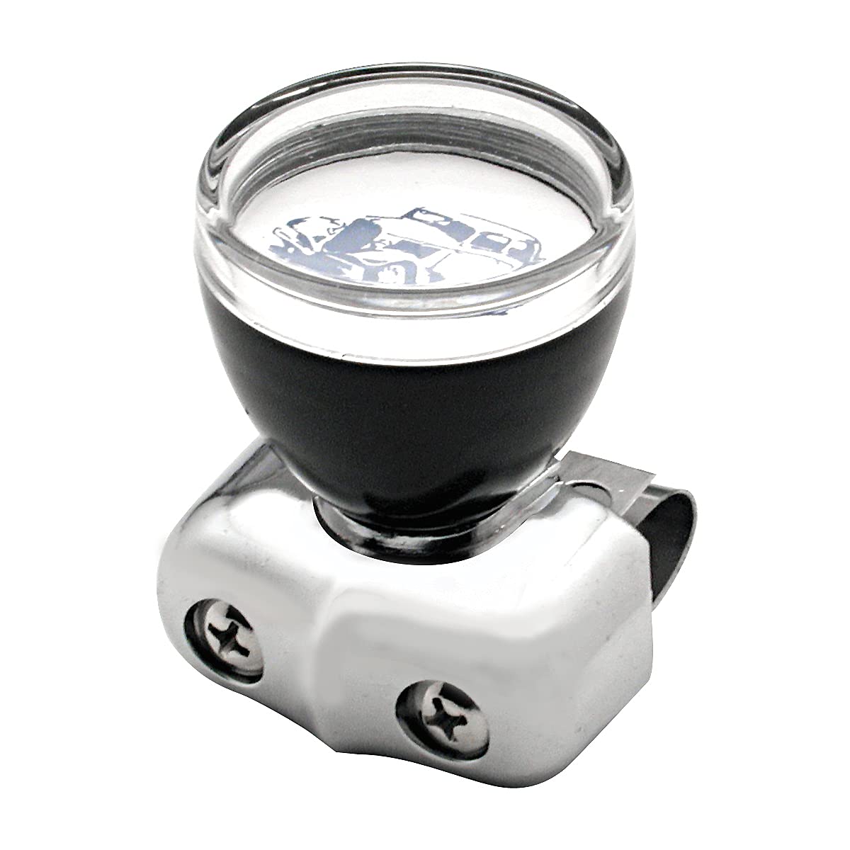 United Pacific 70109 Steering Wheel Spinner w/Clear Removable Top, Diecast Base, Adjustable Straps for 3/4 to 11/4 Steering W