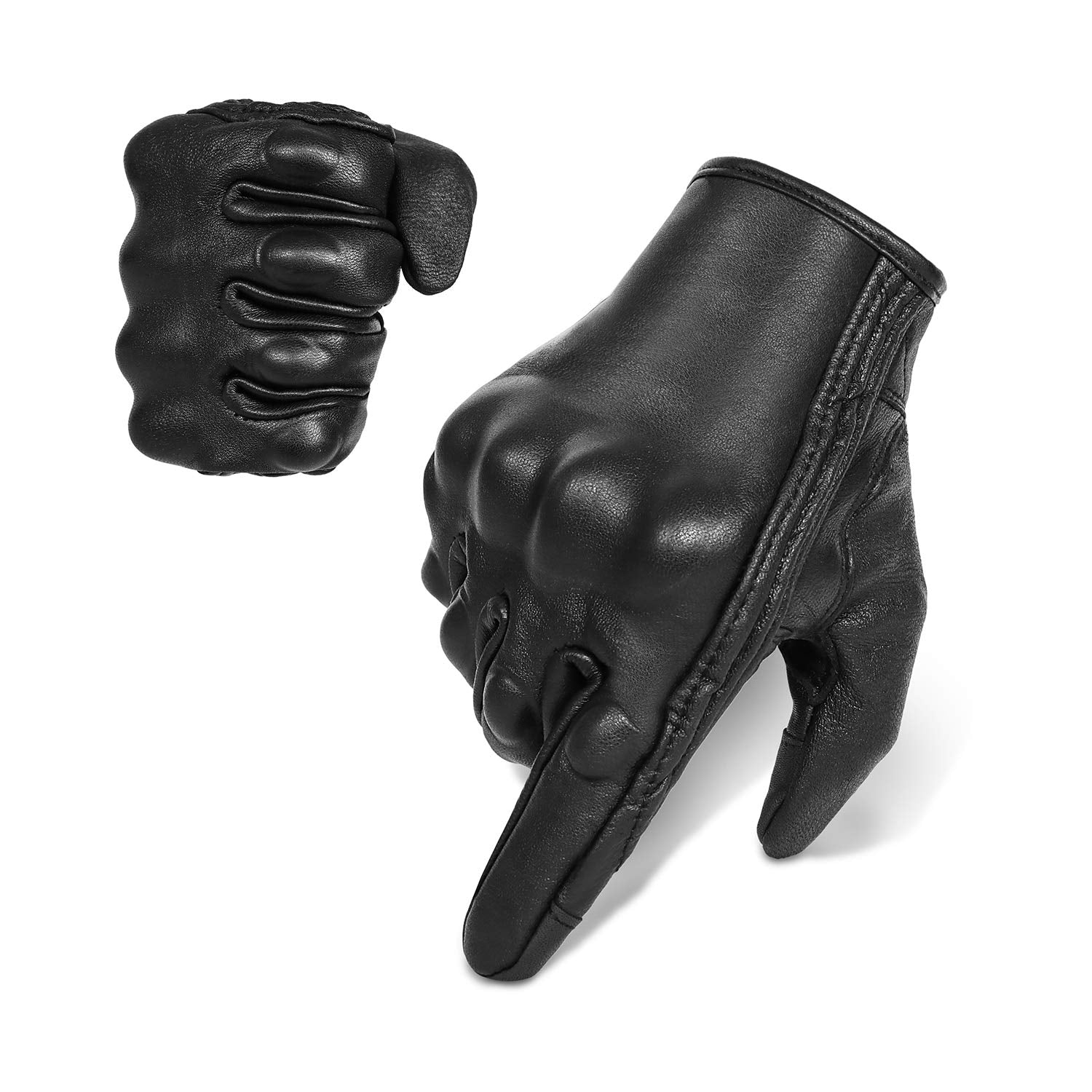 Full Finger Goat Skin Leather Touch Screen Motorcycle Gloves Men/Women S,M,L,Xl,Xxl (Non-Perforated, Xl)