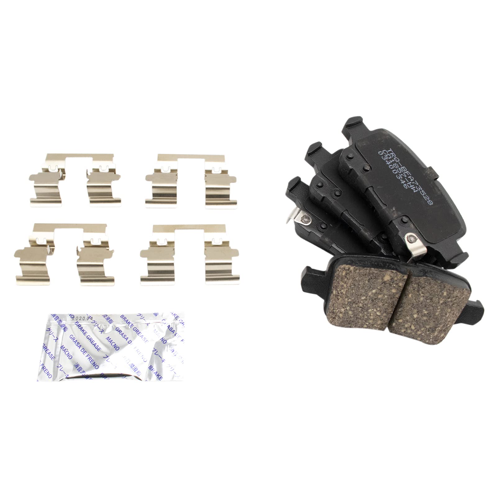 TRQ Rear Brake Pad & Rotor Kit Brake Pads Brake Rotor Ceramic Solid Compatible with 2017-2019 Chevrolet Bolt EV 2016-2019 Cruze