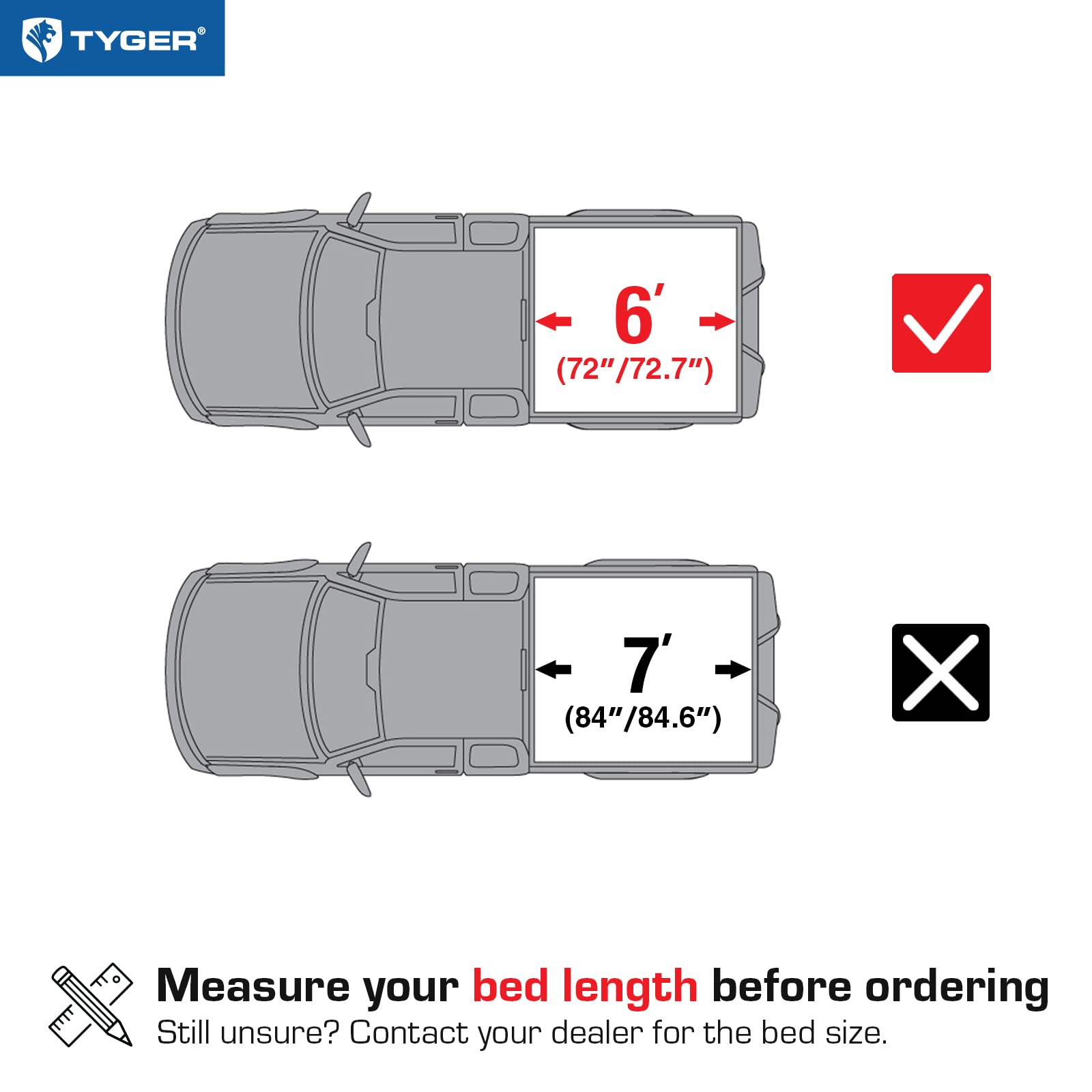 Tyger Auto T3 Soft Tri-Fold Truck Bed Tonneau Cover Compatible With 1982-2013 Ford Ranger; 1994-2010 Mazda B-Series | Fleetside