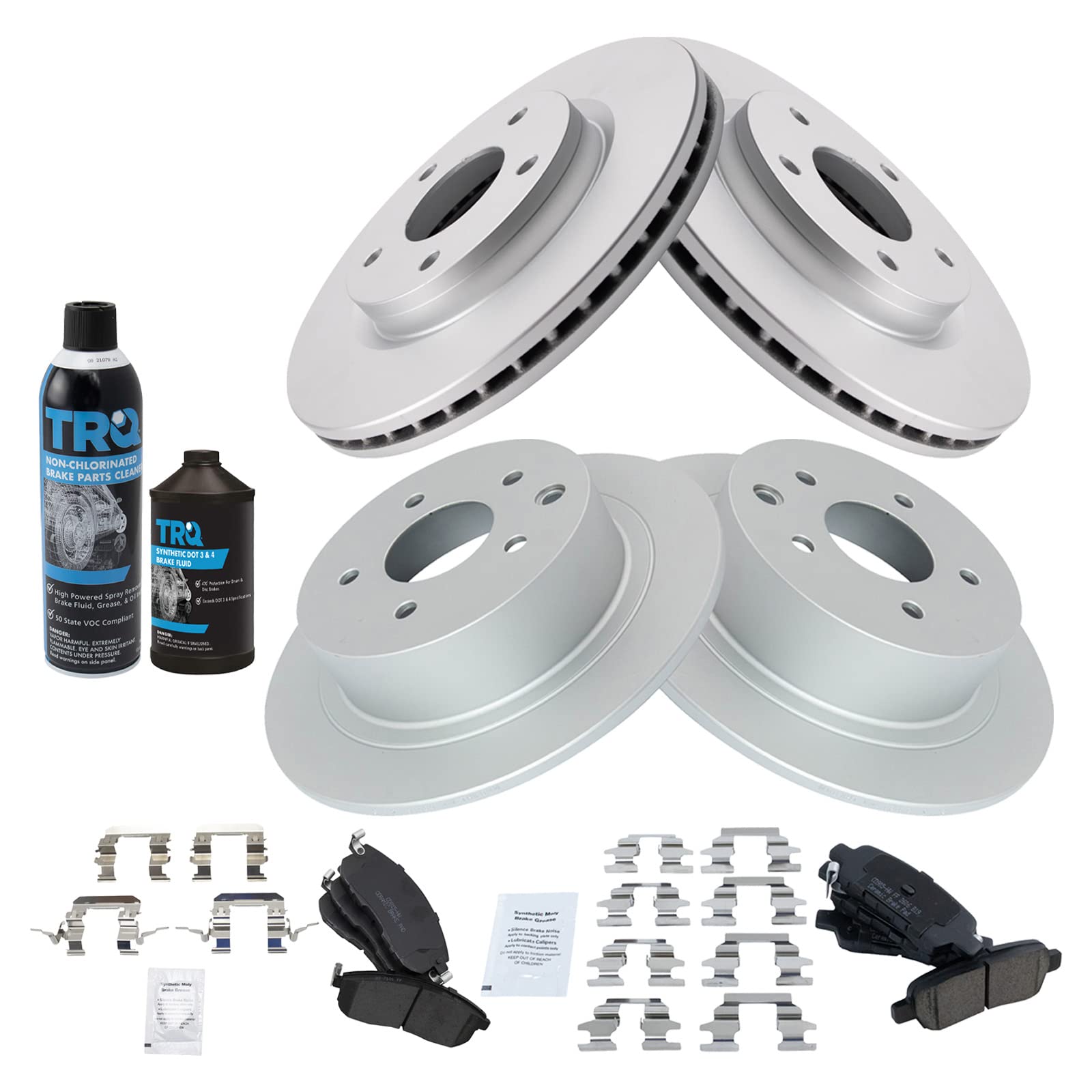 Trq Front And Rear Brake Pad & Rotor Kit Brake Chemical Kit Brake Pads Brake Rotor Ceramic Premium G-Coated Compatible With 2013