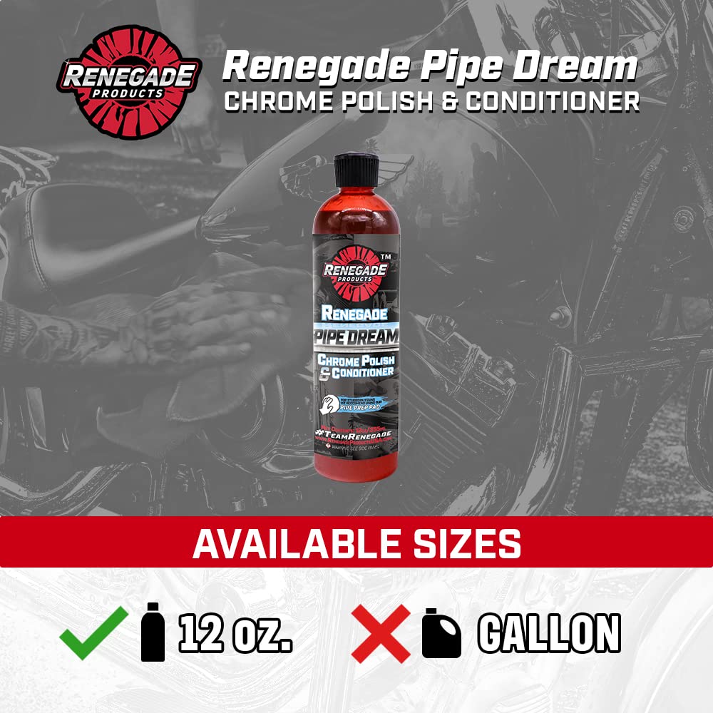 Renegade Products Chrome Polish Conditioner & Cleaner - 12 oz Microfiber for Pipes, Stacks & Exhaust