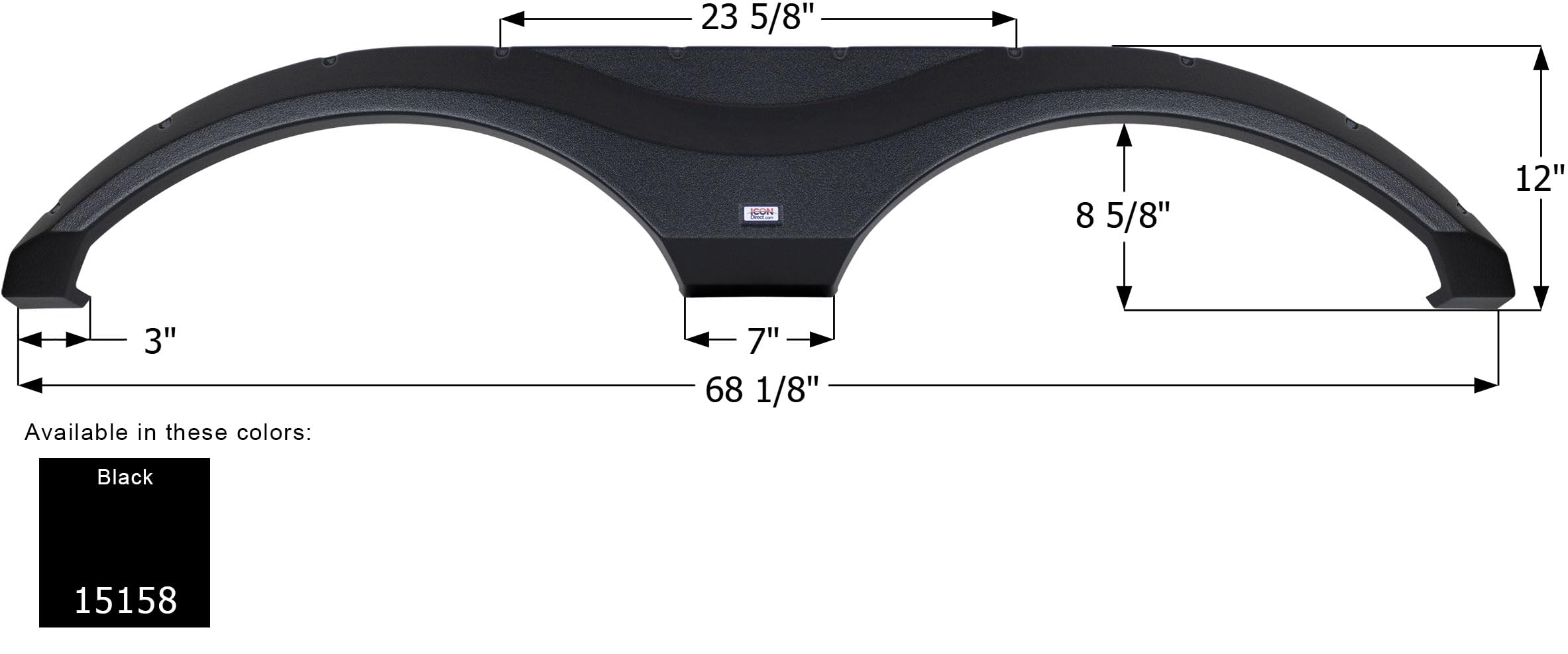 ICON 15158 Tandem Axle Fender Skirt FS5158 for Grand Design - Black