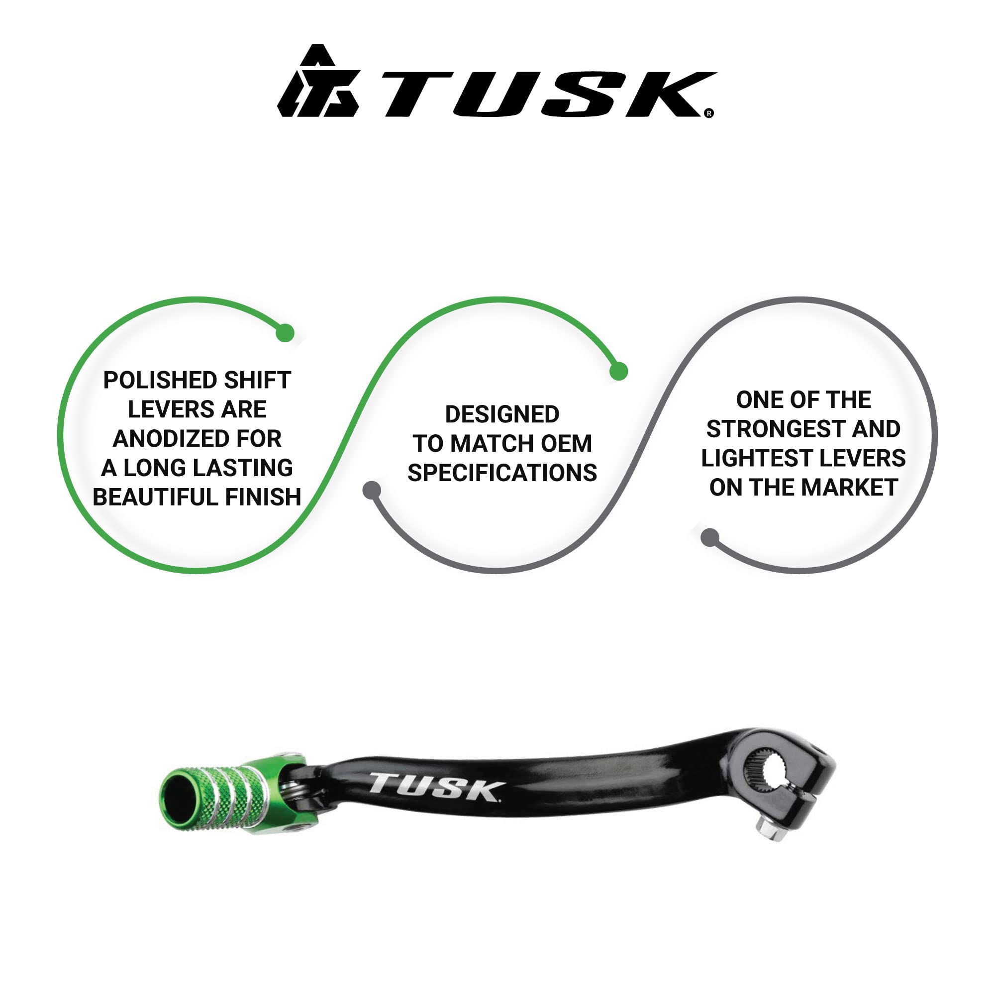 Tusk Folding Shift Lever Black/Green Tip For Kawasaki Kx100 1995-2009,2011-2013
