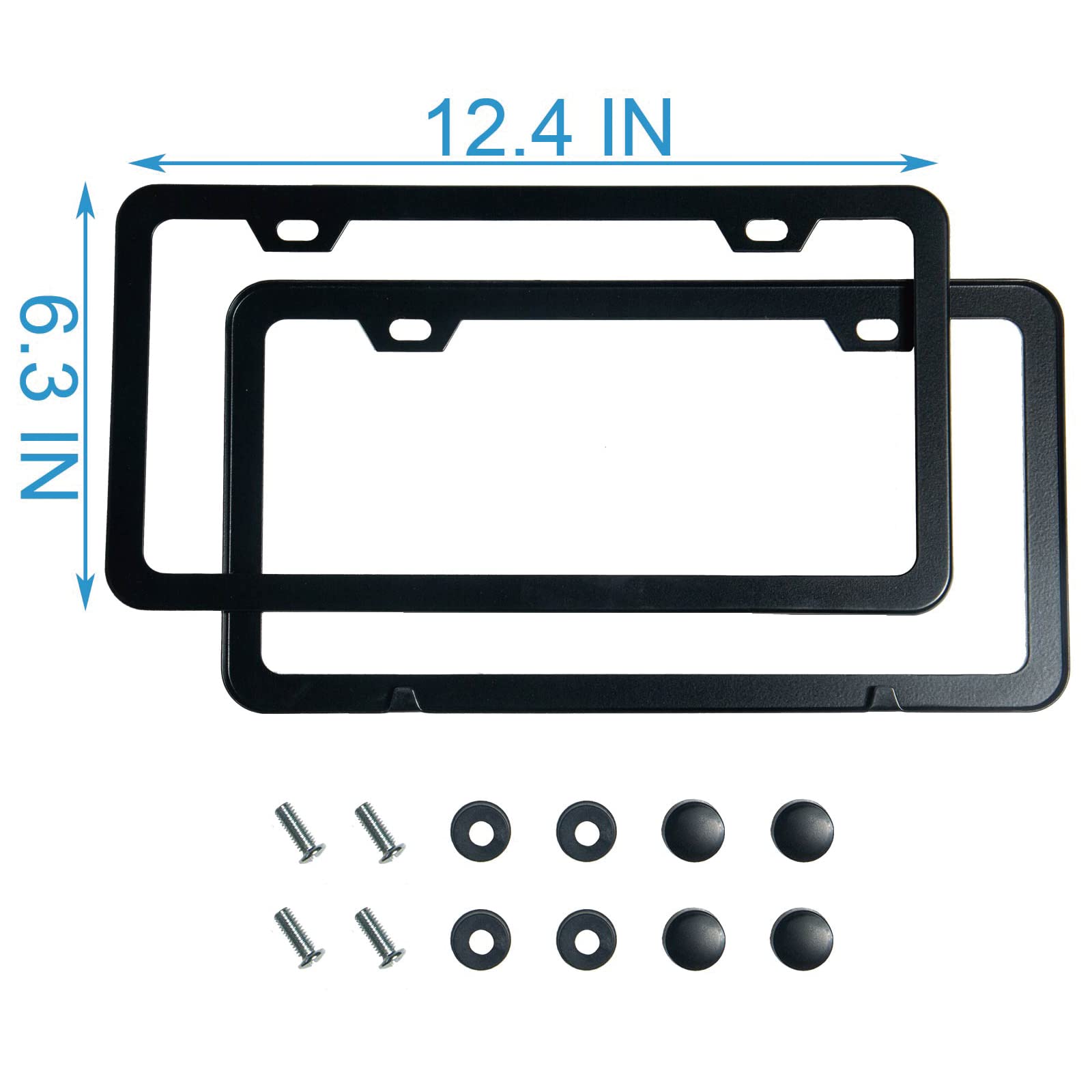2Pcs Premium Matte Black License Plate Frames, Solid Rust-Proof Aluminum Holder With 2 Holes, Universal Car Frame For Women And Man, Including Screws, By Lengnoyp.