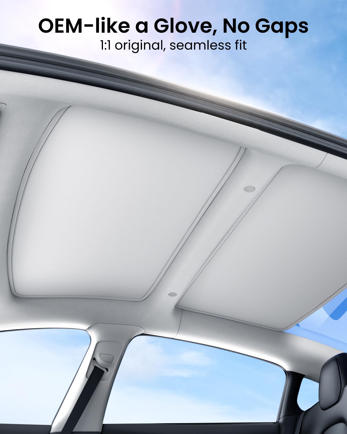 Reevaa 2025 Upgrade Tesla Model 3 Sunshade Roof [No-Sagging, No Gaps] Tesla 3 Highland 2025 Accessories Heat Insulation Foldable