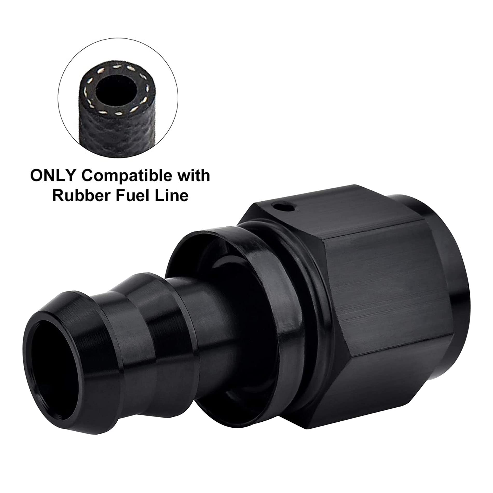 Evil Energy 4An Straight Push Lock Hose Fitting End Black