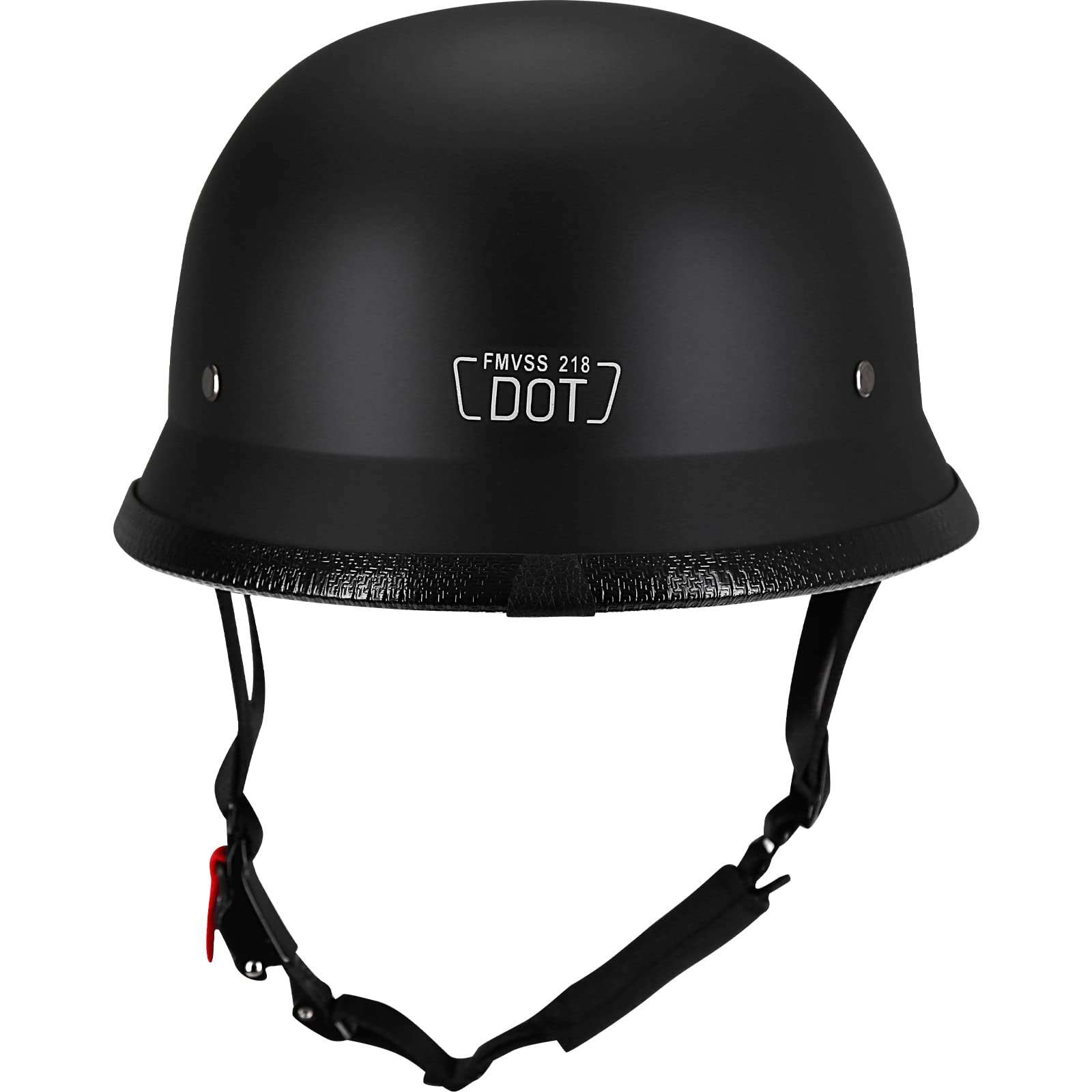 Yesmotor Helmet Half Shell German Motorcycle Helmet With Cycling Glasses - Dot Approved (Xx-Large, Matte Black & Black)