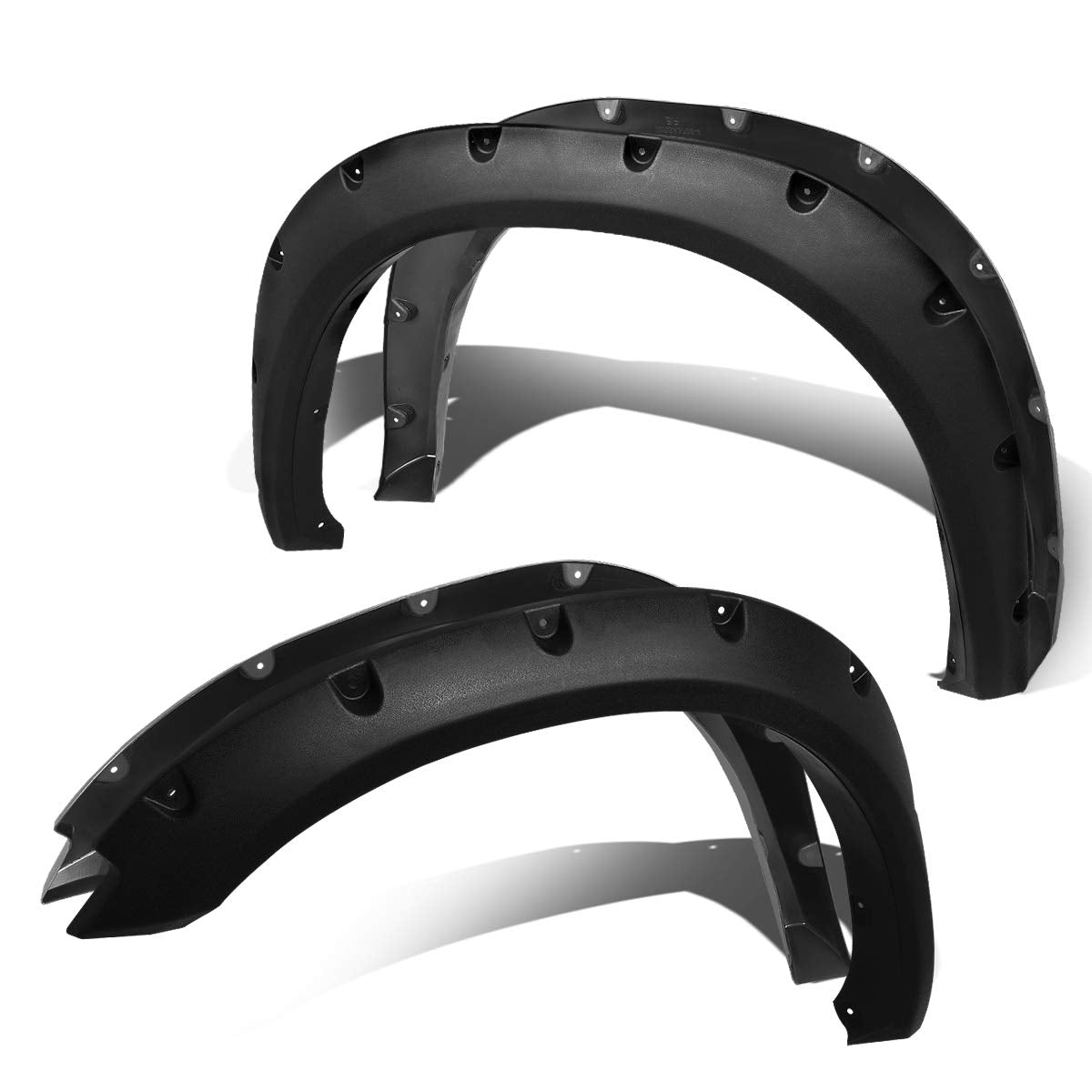 DNA MOTORING Pocket-Riveted Design Wheel Fender Flares Compatible with 09-10 Dodge Ram 1500 11-18 Ram 1500 Fleetside Bed, Black,