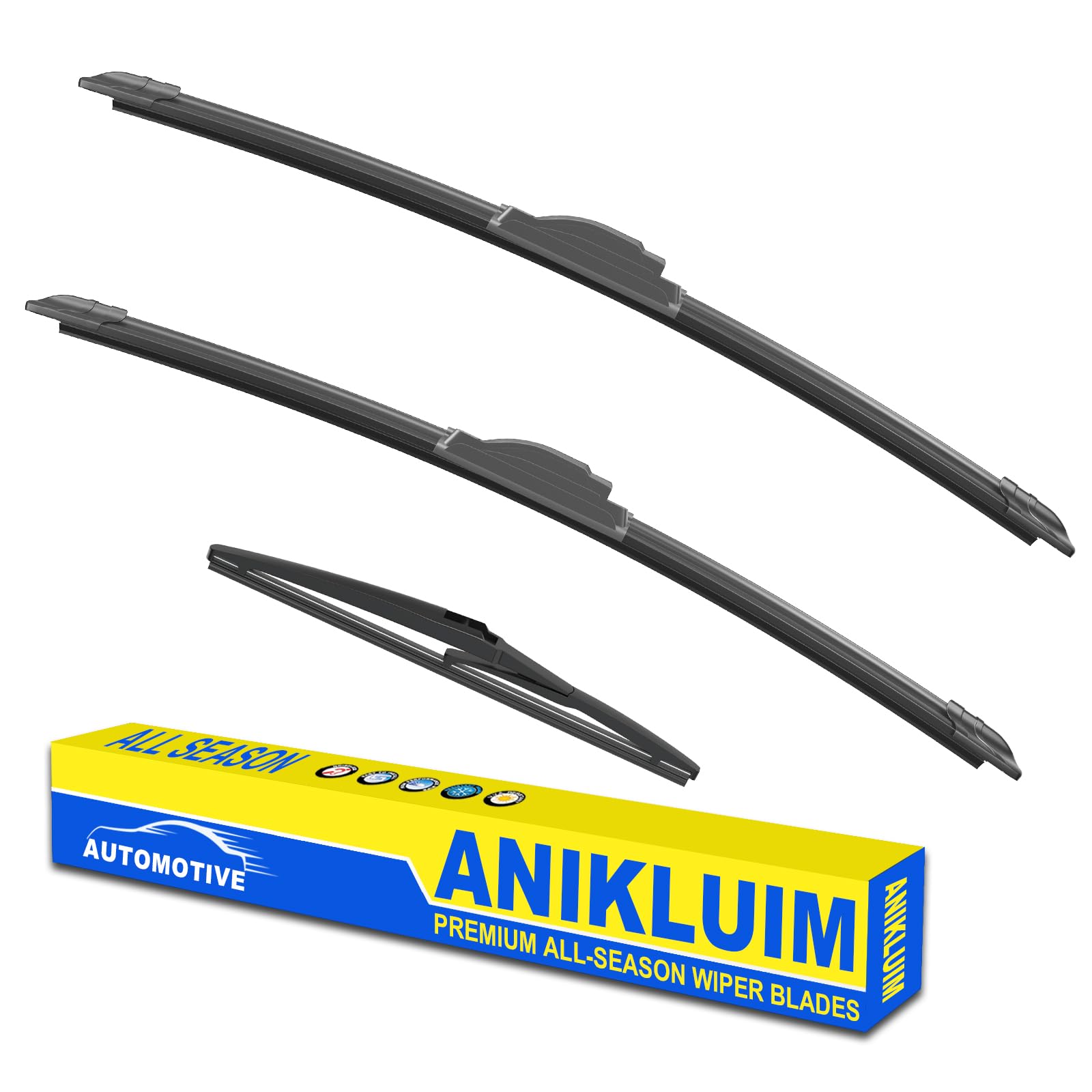 Anikluim 24''+14'' Wiper Blades With 12'' Rear Wiper Blade Set Replacement For 2012-2019 Fiat 500 Windshield Wipers Original Fac