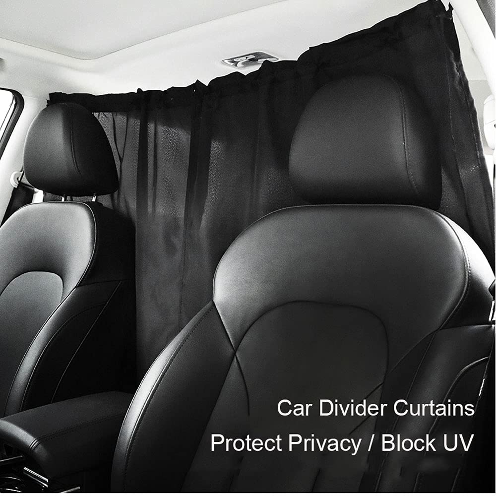 Ovege Car Divider Curtains - Black Privacy Sun Shade, Lightweight Fabric, Detachable, Back Seat - Model Shade-111