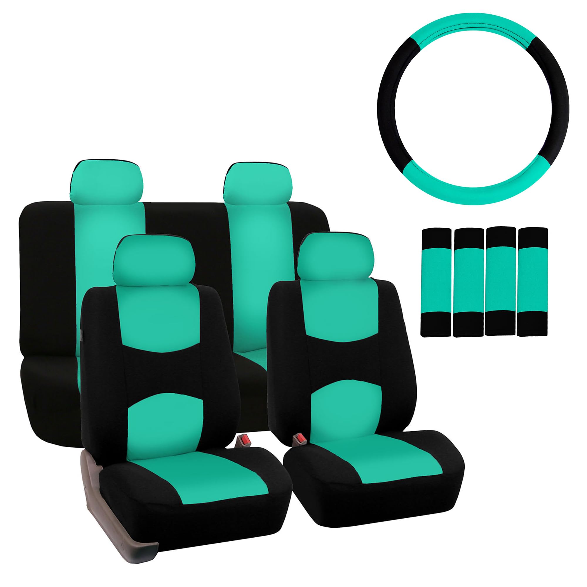 Fh Group Stylish Full Set Car Set Covers Front Set And Rear Split Function, Airbag Compatible - Universal Fit For Cars Trucks &