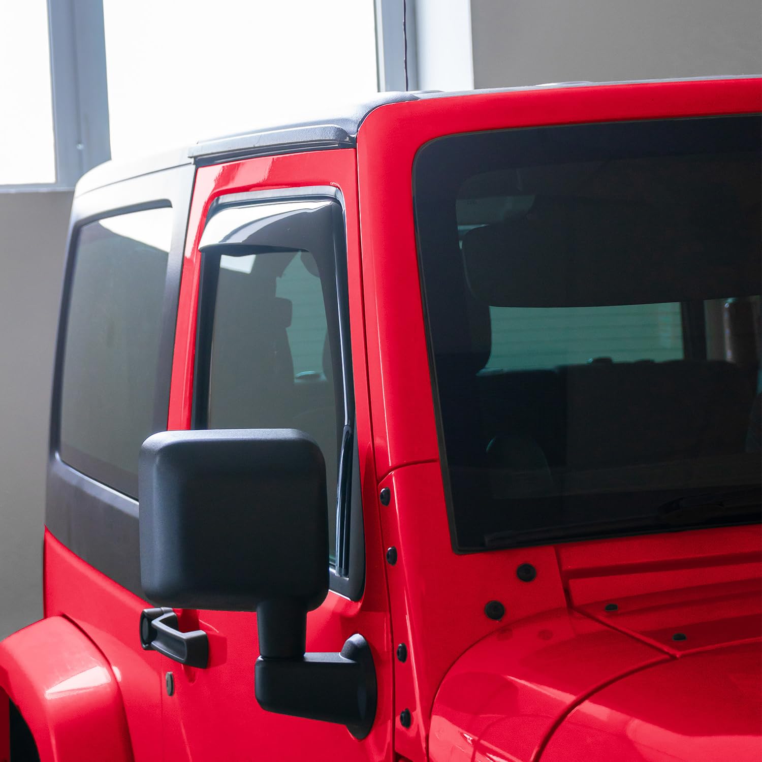 Voron Glass In-Channel Extra Durable Rain Guards For Jeep Wrangler Jk 2-Door 2007-2018, Window Deflectors, Vent Window Visors, 2