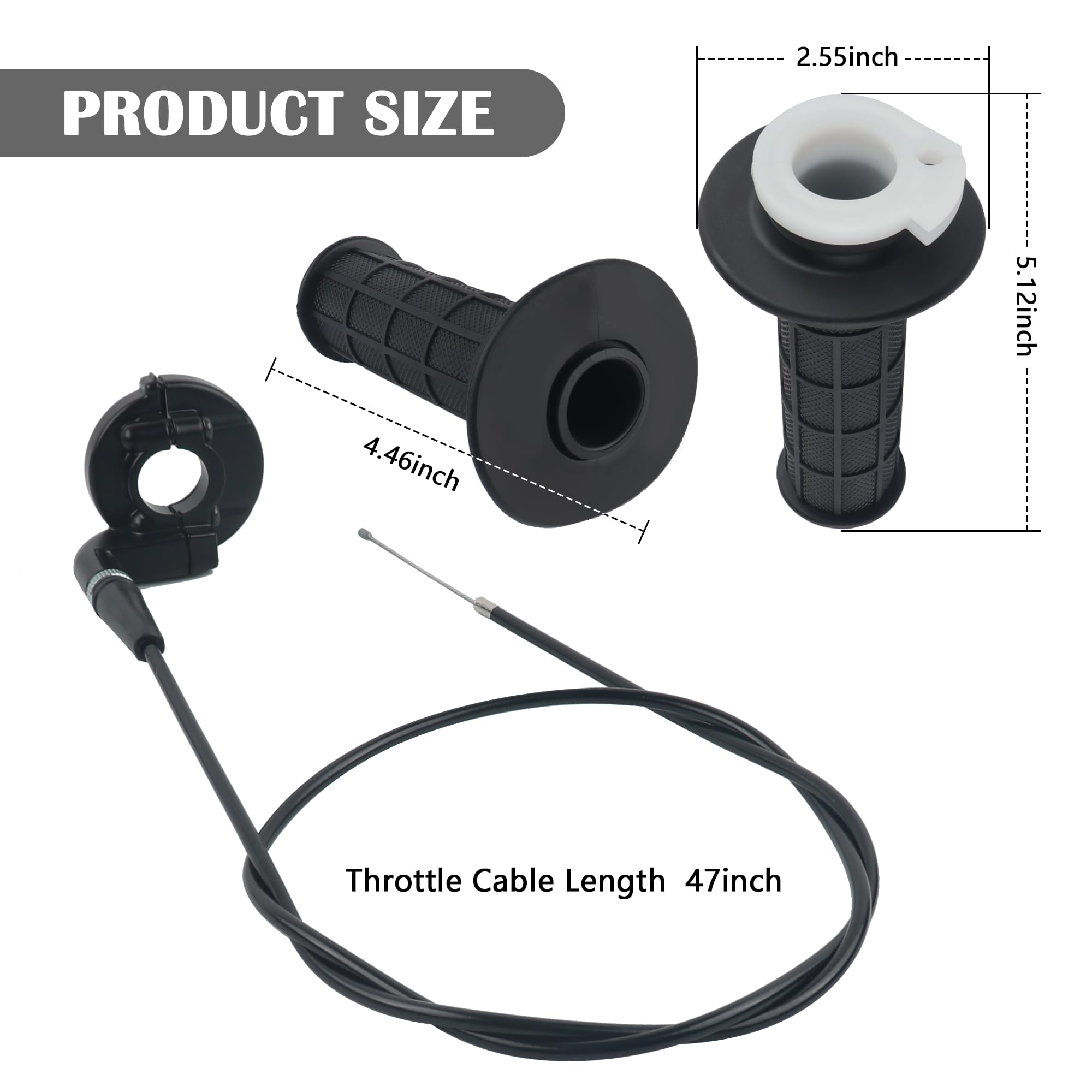 IHOTDER Throttle Cable Kit,Motorcycle Handlebar Grips with Twist Throttle & 47'' Throttle Cables,Universal Bike Throttle Assembl