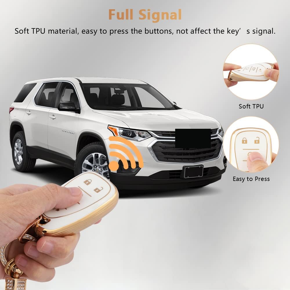 Pifoog Key Fob Case For Chevy Tpu 5 Button Keys Cover Shell Glittering Car Keychain For Malibu Equinox Trax Camaro Blazer Traver
