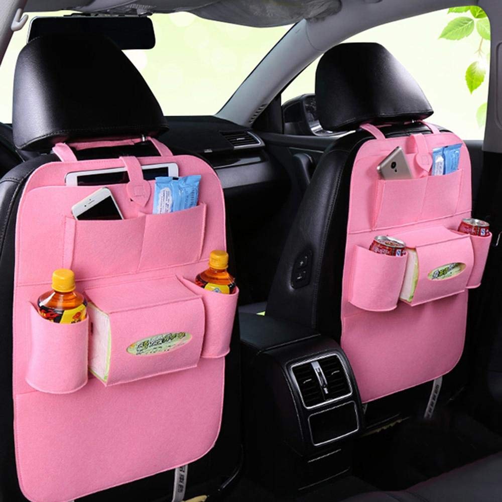 Spedy Car Auto Seat Back Multi Pocket Storage Bag Organizer Pink Set Of 2 Backorganiser18