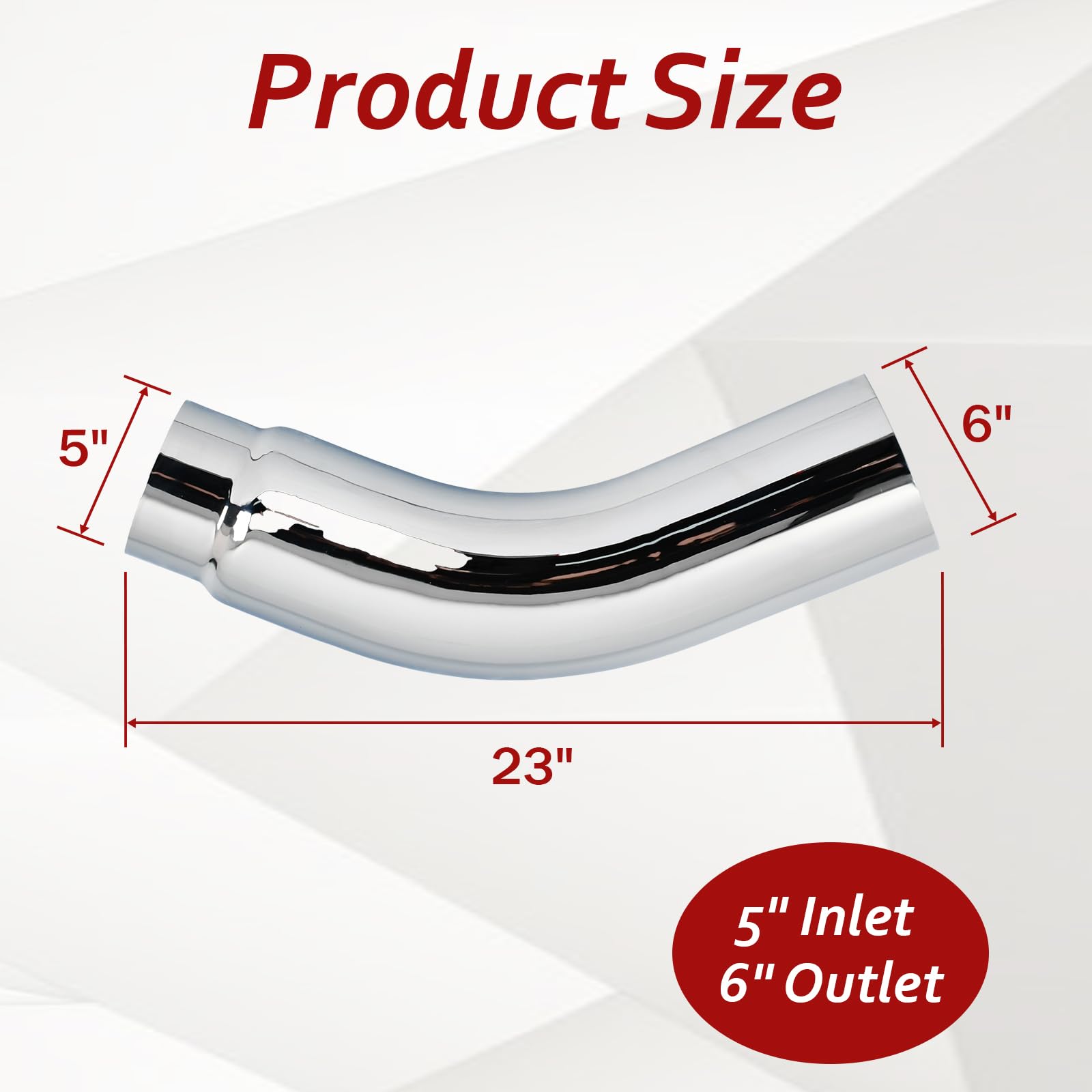 BIGREAT Exhaust Tip - 5" Inlet, 6" Outlet, Chrome Plated, 23" Length, Alloy Steel for Pickups, Trucks, and Cars