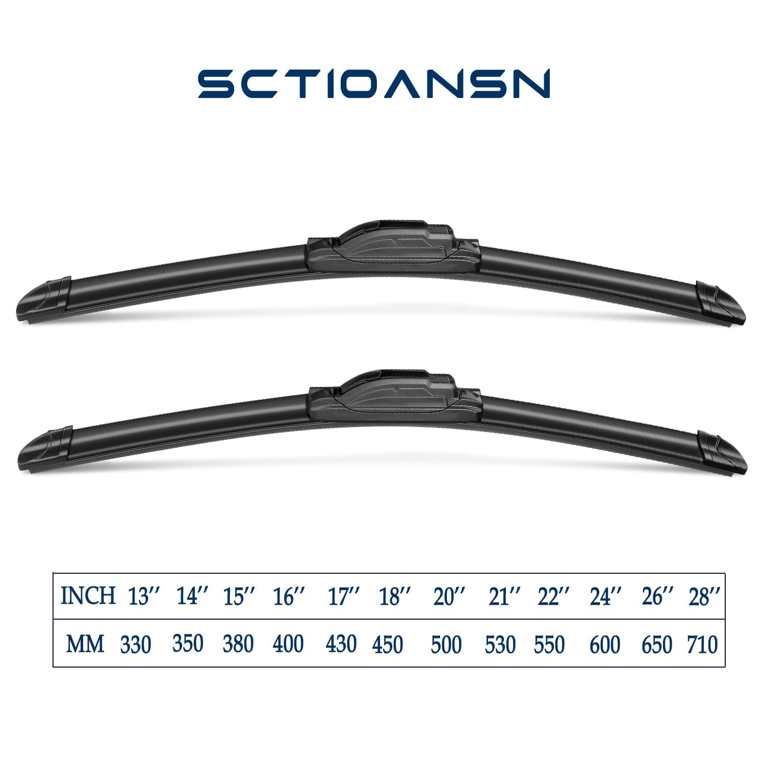 Sctioansn Oem Quality 26' + 17' Premium All-Seasons Auto Windshield Wiper Blades J-Hook(Set Of 2)