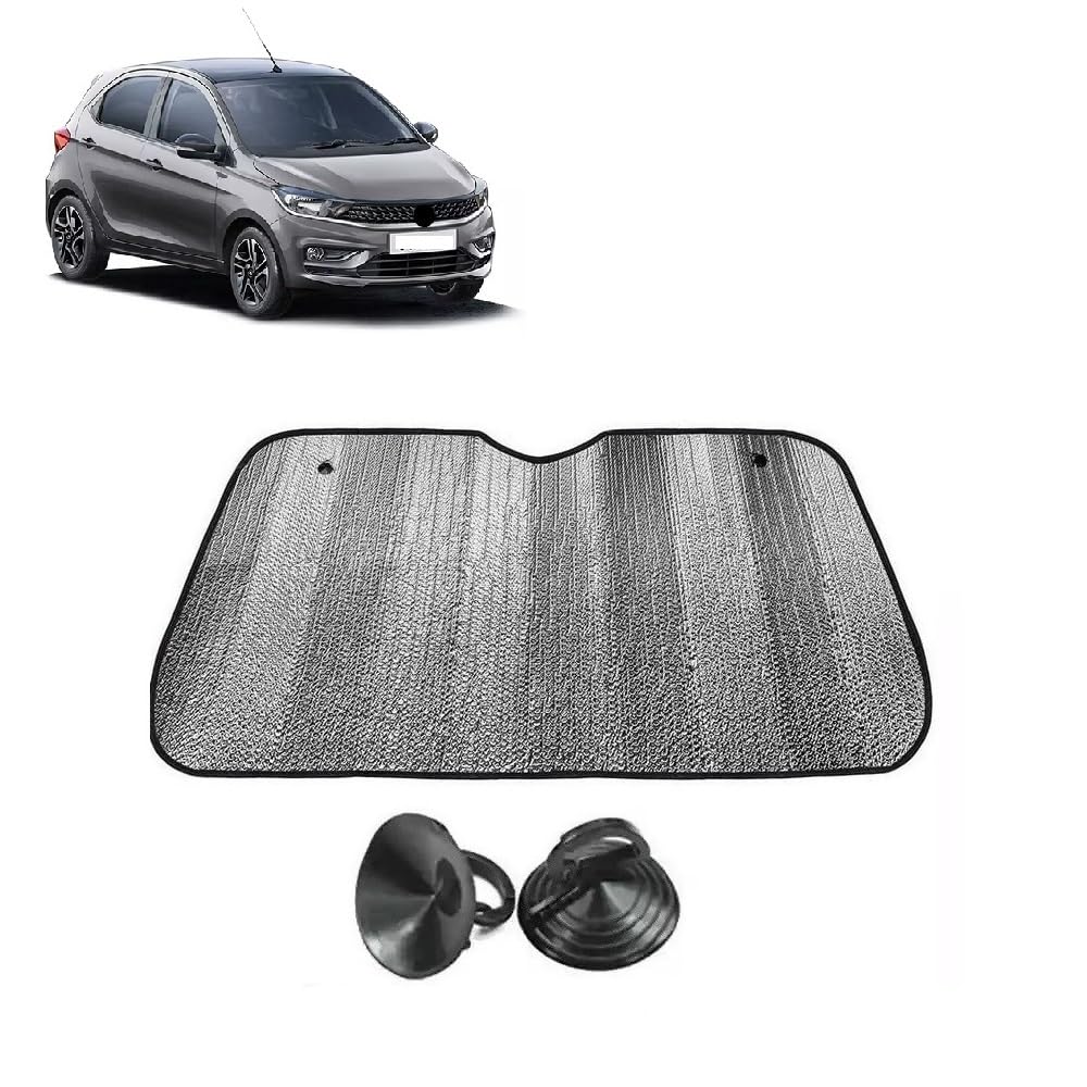 Car Windshield Sun Shade UV Rays Protector Silver Sunshade Solar Reflective Suitable for Tata Tiago
