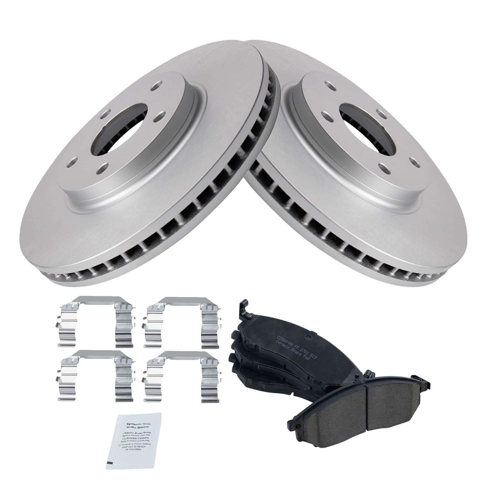 Trq Front Brake Pad & Rotor Kit Brake Pads Brake Rotor Ceramic Premium G-Coated Compatible With 2003-2004 Infiniti M45 2002-2006