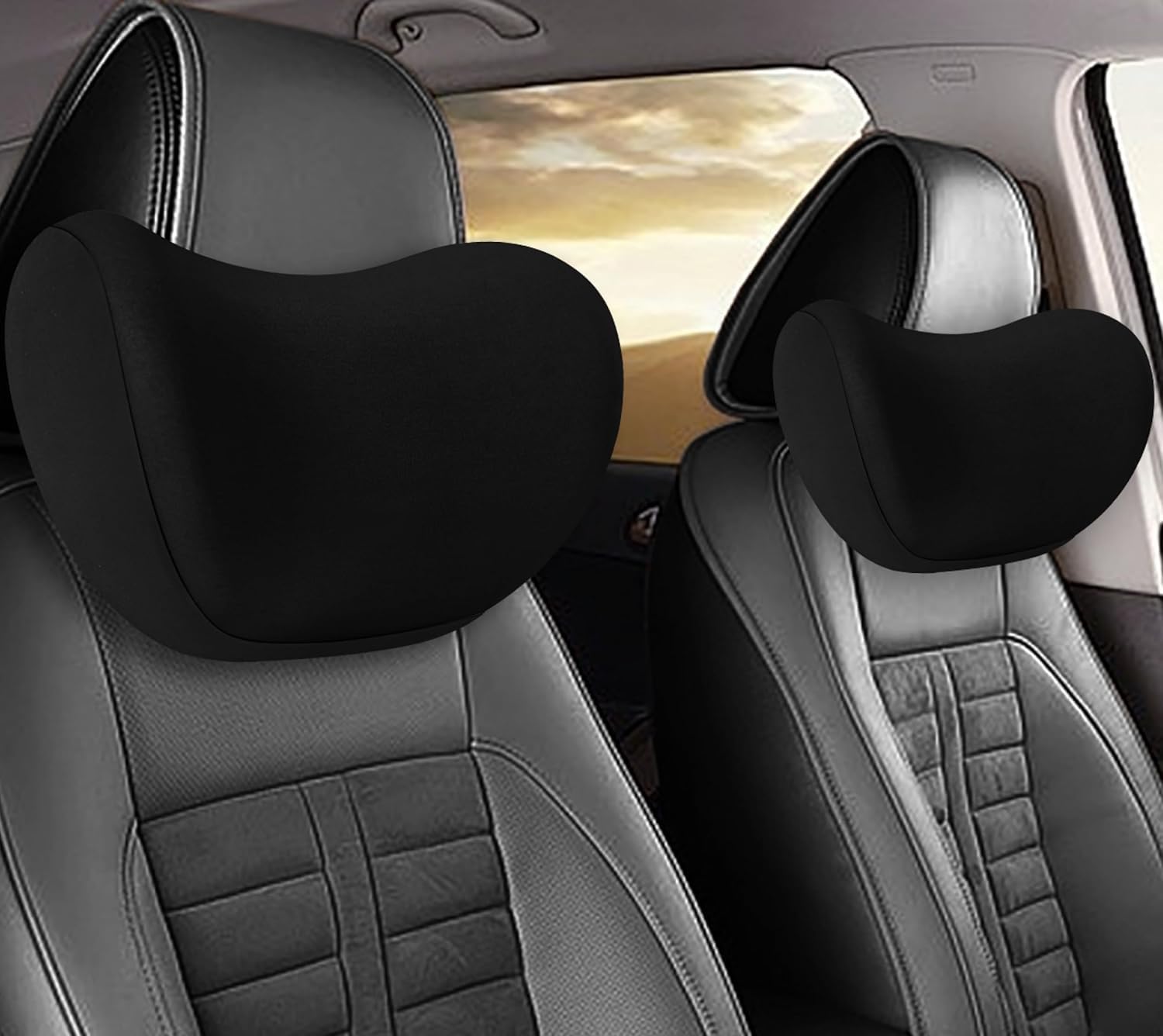 Car Neck Pillow Headrest Memory Foam Cushion for Long Drives  Ergonomic Neck Support Pillow with Adjustable Strap, Breathable R