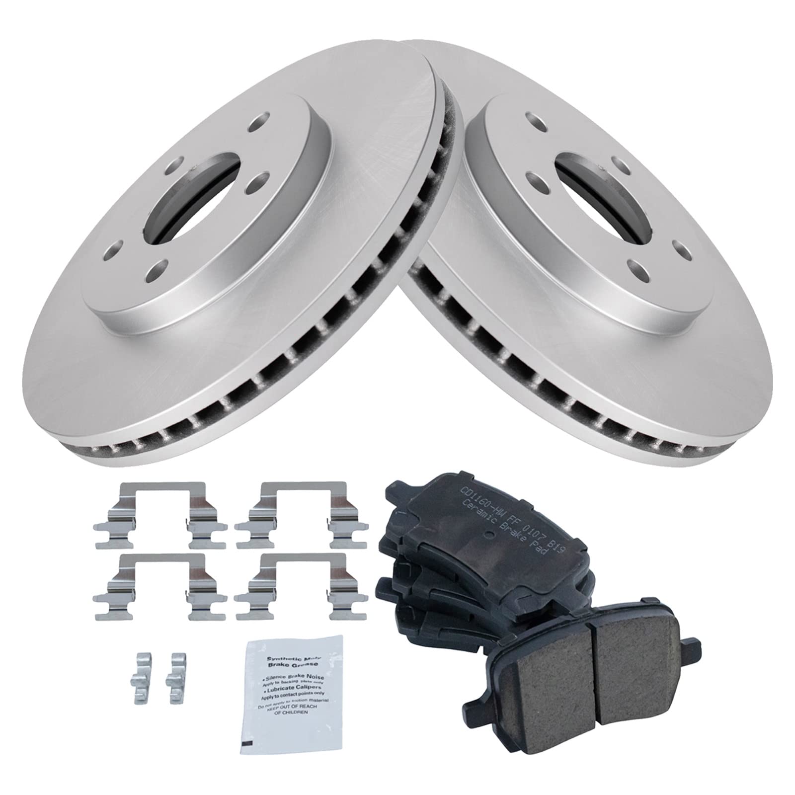 Trq Front Premium Posi Ceramic Brake Pad & Coated Rotor Kit For 06-11 Chevy Hhr
