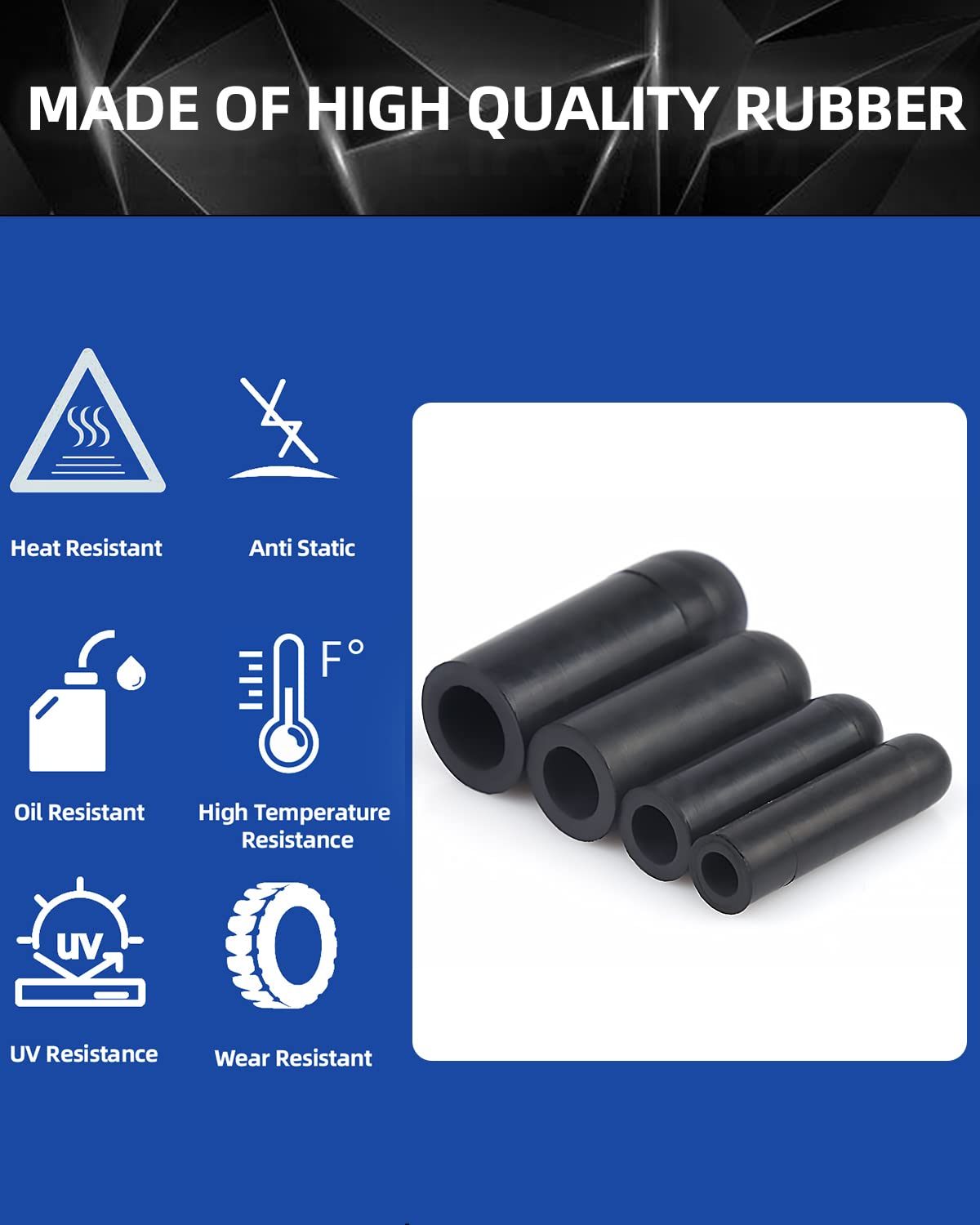 Rubber Vacuum Caps Plug Kit, 90 PCS 10 Sizes Assorted Vacuum Plugs Hose End Caps Assortment Kit for Carburetor, Manifold, Automo