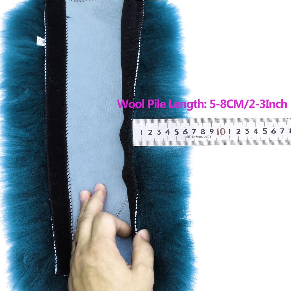 Long Wool Sheepskin Seat Belt Covers, Seatbelt Pads For Adults Kids Women Universal Car 2 Pack (White)
