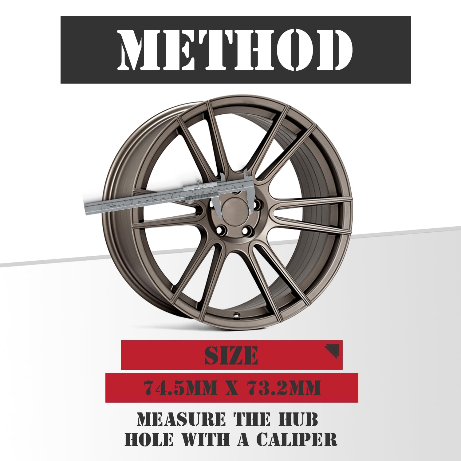 Kitspro 2.9Inch 75Mm Wheel Center Caps, Pack Of 4 (Matte Black, Outer 75Mm, Inner 73Mm)