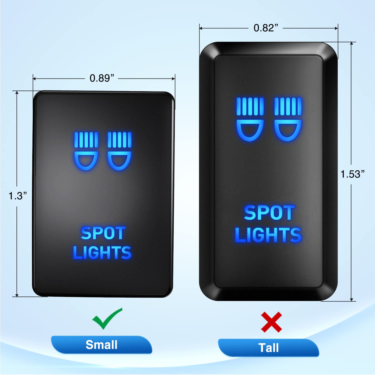Nilight Spot Lights Push Button Switch 12V ON Off with Connector Wire Kit 1.28'' x 0.87'' Replacement for Toyota Sequoia Highlan