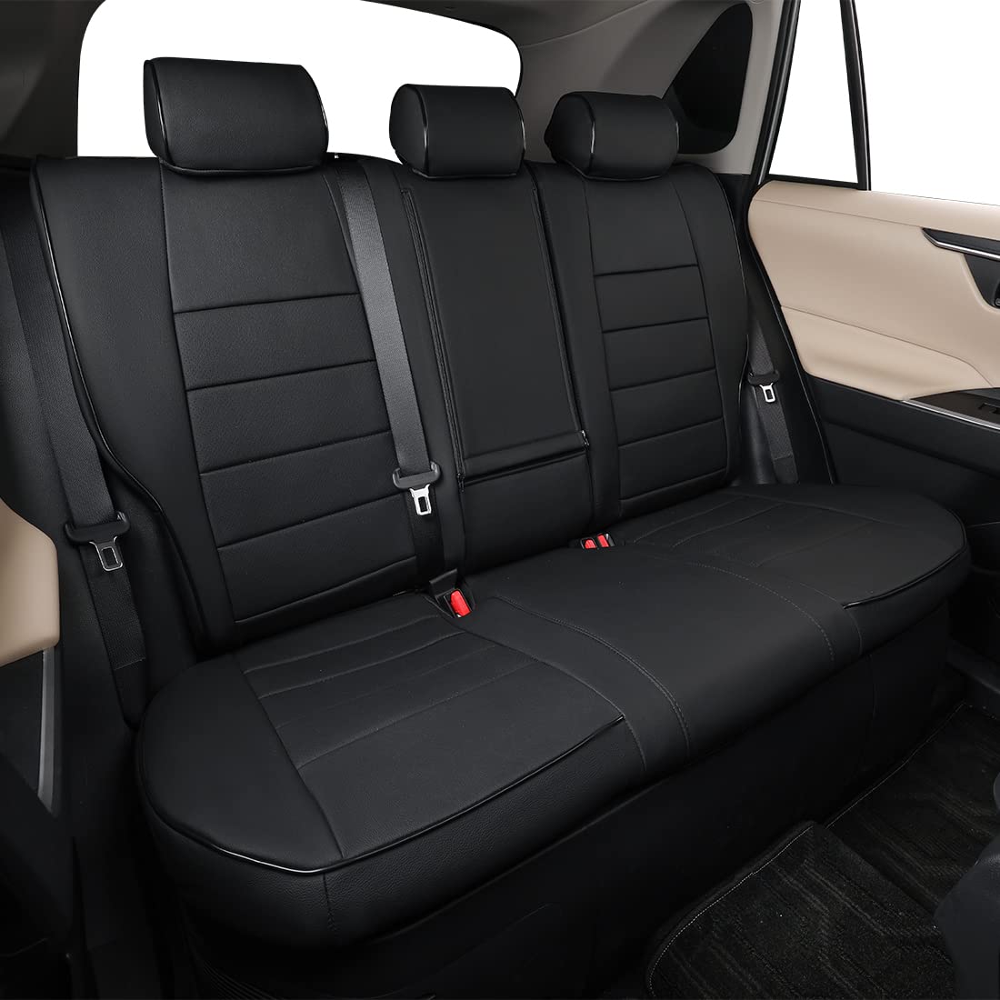 Ekr Custom Fit Corolla Car Seat Covers For Select 2023 2024 2025 Toyota Corolla Hybird Le - Full Set,Leather (Black)