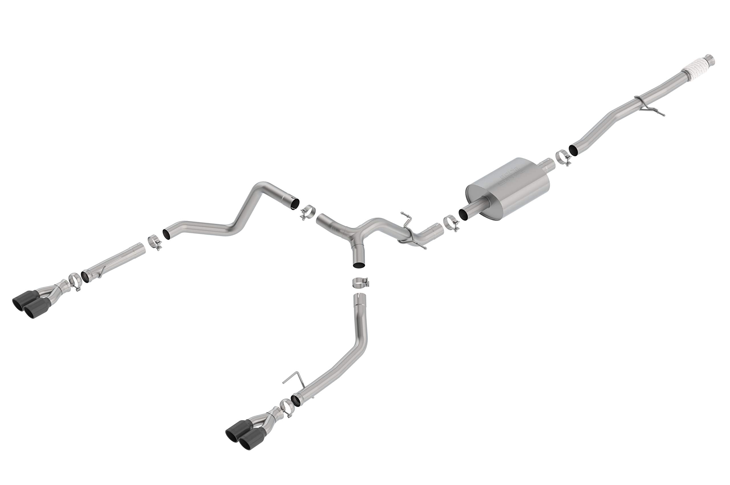 Borla 140770Bc Cat-Back Perf. Exhaust Sys. For 2019-2024 Chevrolet Silverado 1500 / Gmc Sierra 1500 5.3L V8 S-Type Sound Dual Split Rear Exit Dual 3.5 Rond Black Chrome Tips Each Side