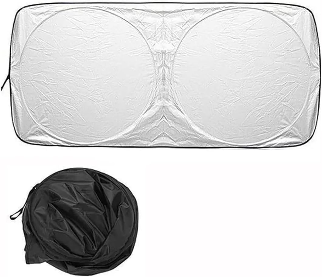 Drofail Car Windscreen Sun Shade,Front Windshield Sunshade,Foldable Cover Visor Sunshades Flexible Size for SUV Van Truck  Fron