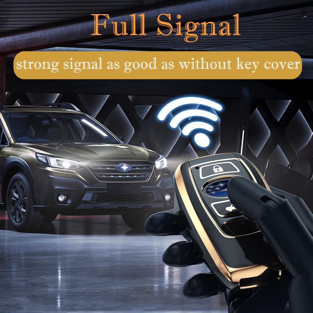 Cacacar For Subaru Key Fob Cover With Keychain, For Forester Outback Brz Legacy Crosstrek Premium Soft Tpu 360 Degree Protection