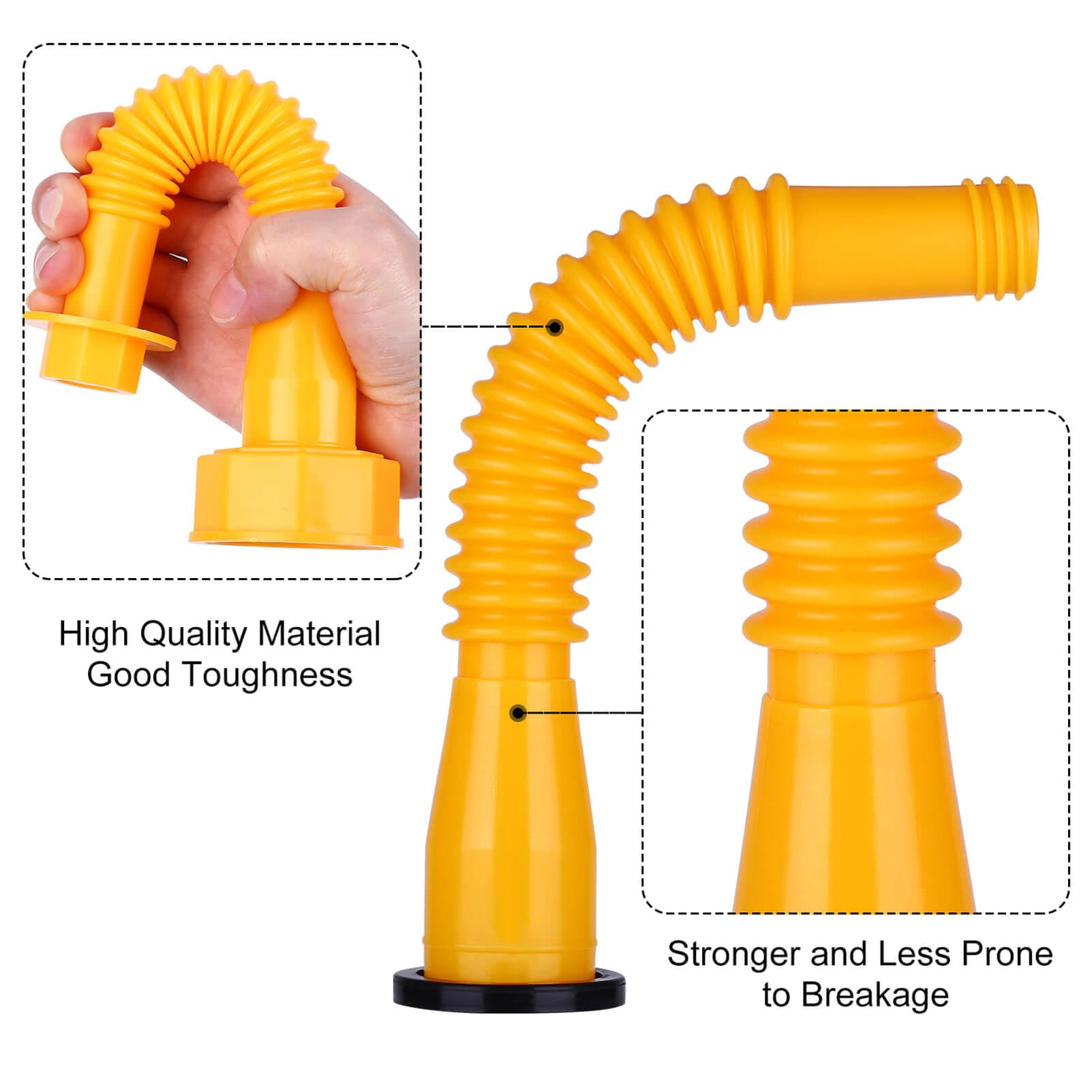 BESOTDN Gas Can Spout Replacement Kit, Yellow, Flexible Nozzle, Includes 3 Coarse & 3 Fine Thread Caps, High Density Polyethylene