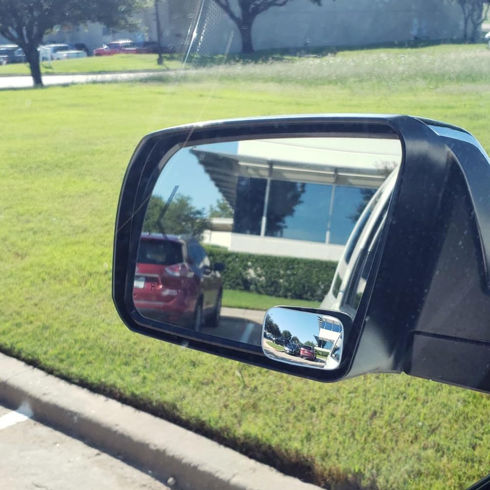 Ampper Blind Spot Mirror Rectangular, Hd Glass Frameless Stick On Adjustabe Convex Wide Angle Rear View Blind Spot Car Mirror Fo