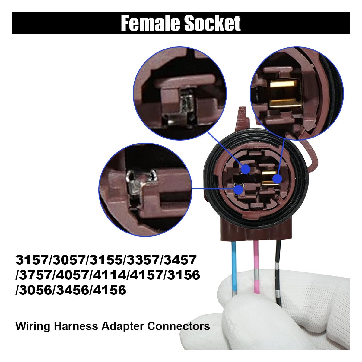 2Pcs 3156 3157 Pre-Wired Harness Sockets, Car Led Bulbs Socket Adapters, Bulb Pigtail Socket Plug Connectors For Turn Signal Bul