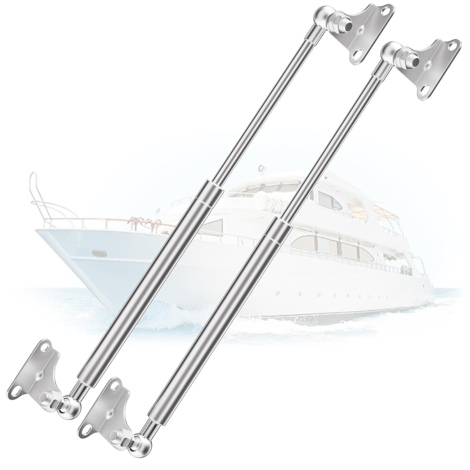 Arana Stainless Gas Struts 15 Inch 22.5Lbs, Marine Gas Struts 15 Inch 100N With Brackets, Hydraulic Lift Support Hinges For Ligh