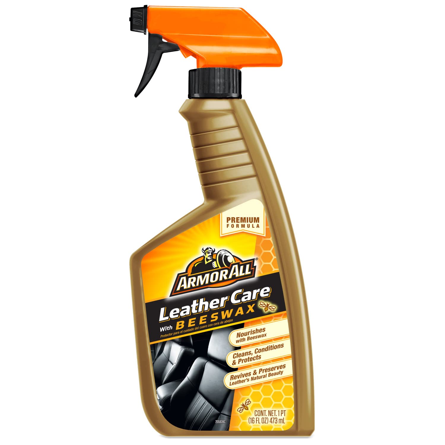 Armor All Car Leather Cleaner Spray, Beeswax Leather Care Spray For Cars, Trucks, Motorcycles, 16 Oz Each