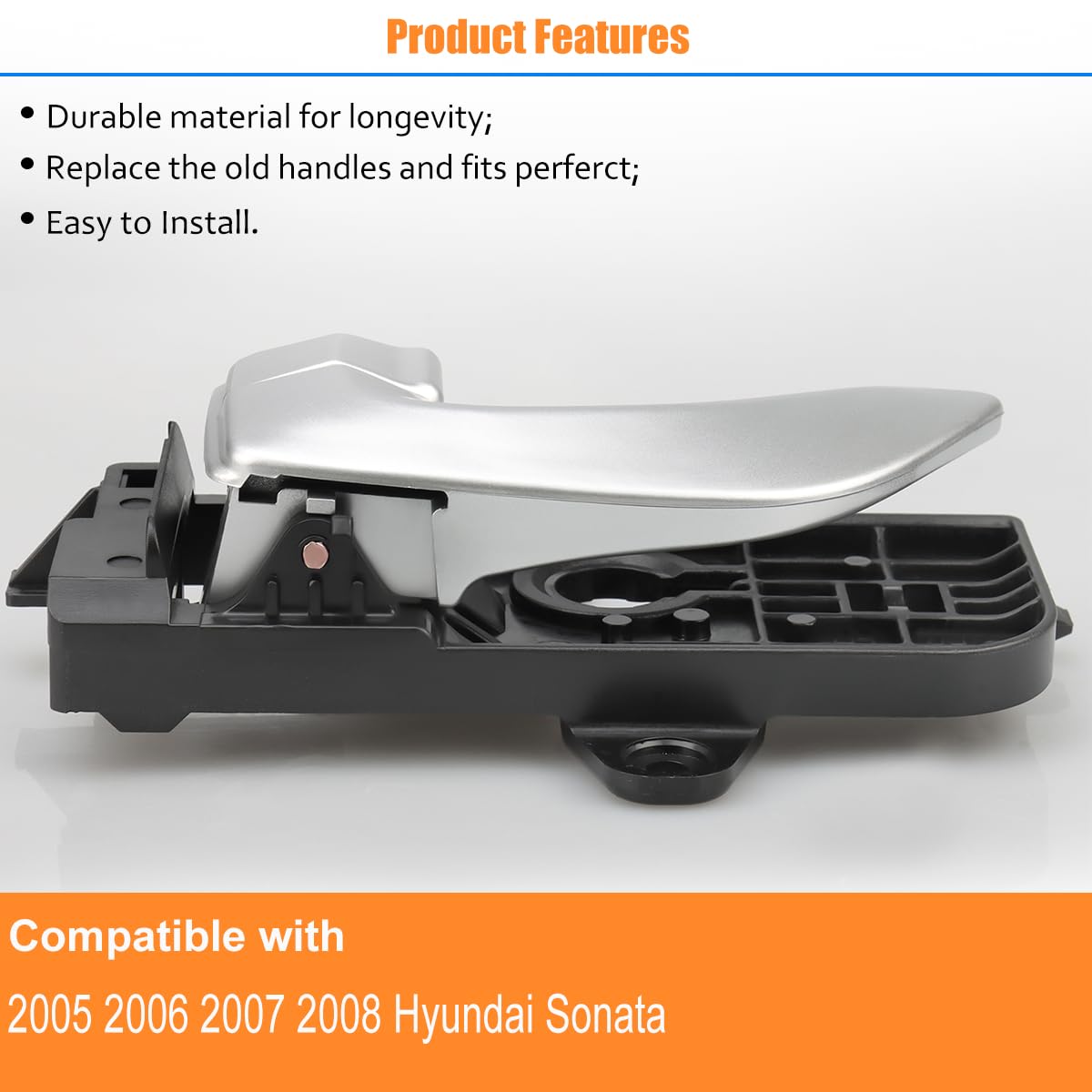 Npauto Interior Front Left Driver Door Handle Compatible With 2005 2006 2007 2008 Hyundai Sonata, Silver, 826103K020Xz
