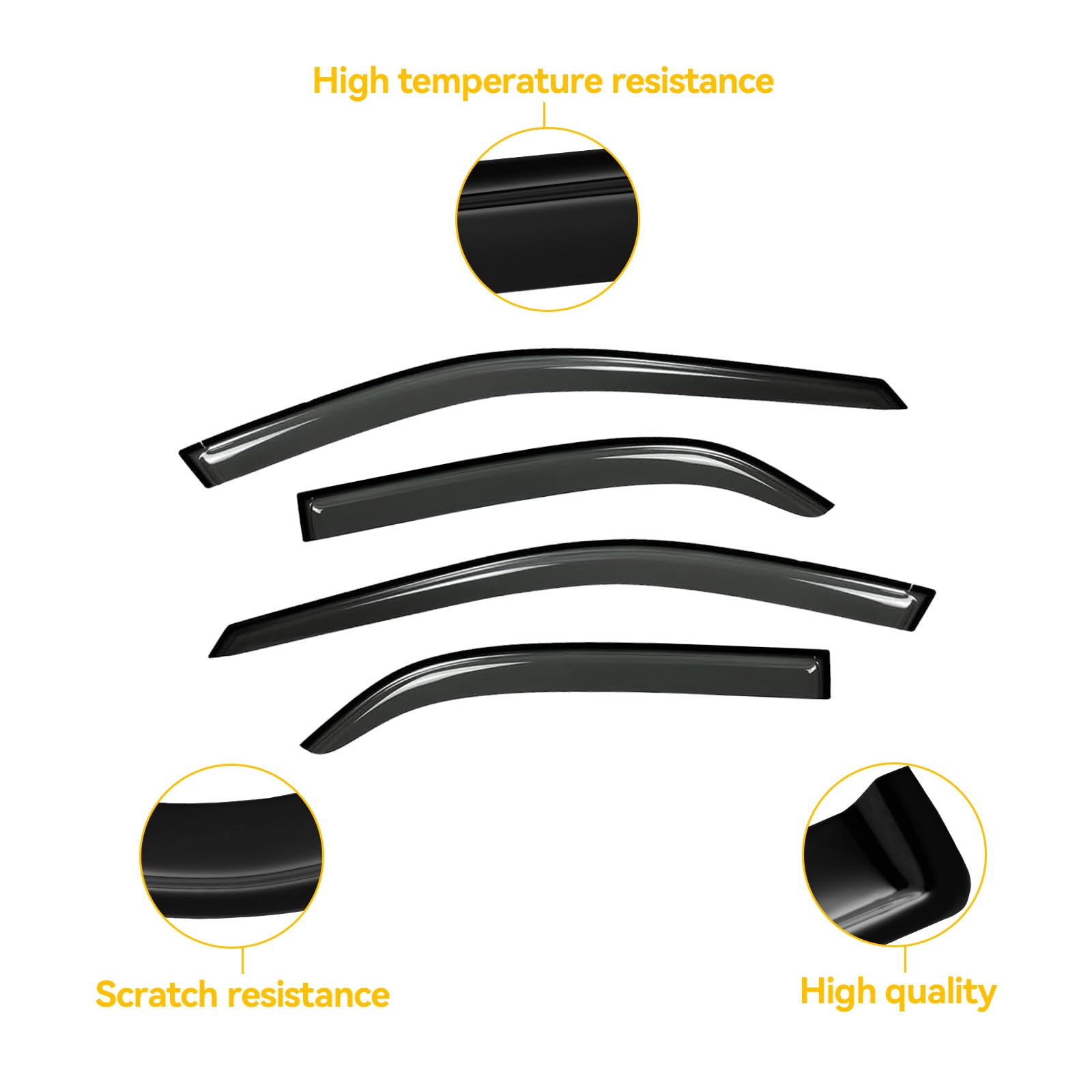 Window Visor For 1998-2002 Honda Accord, Out-Channel Rain Guards Shields Vent Shade Deflector Wind Dark Smoke Ventshade Ventviso