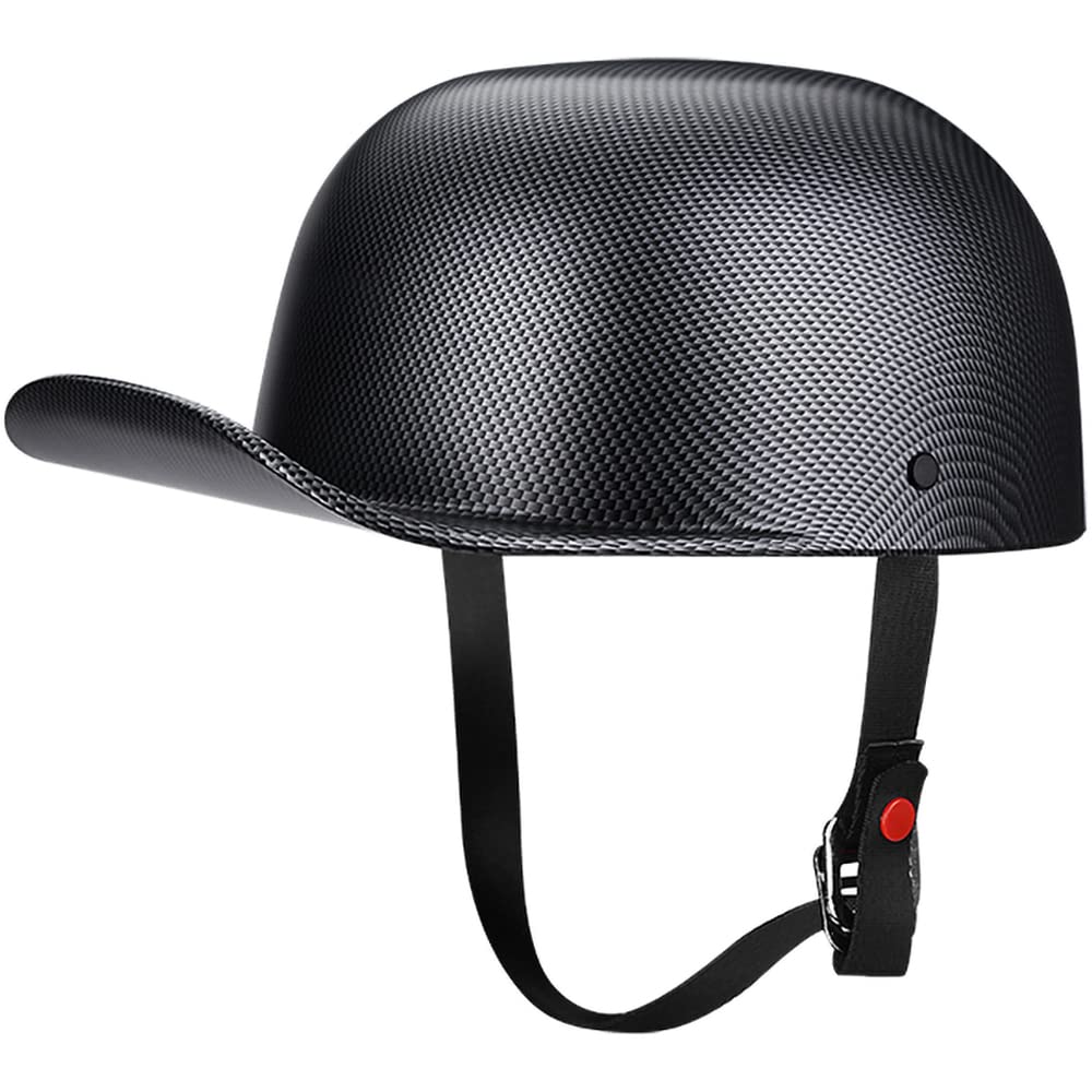 Yesmotor Baseball Motorcycle Helmet Half Cap For Bike Cruiser Chopper Moped Scooter- Dot Approved (Carbon Fiber, Xl)