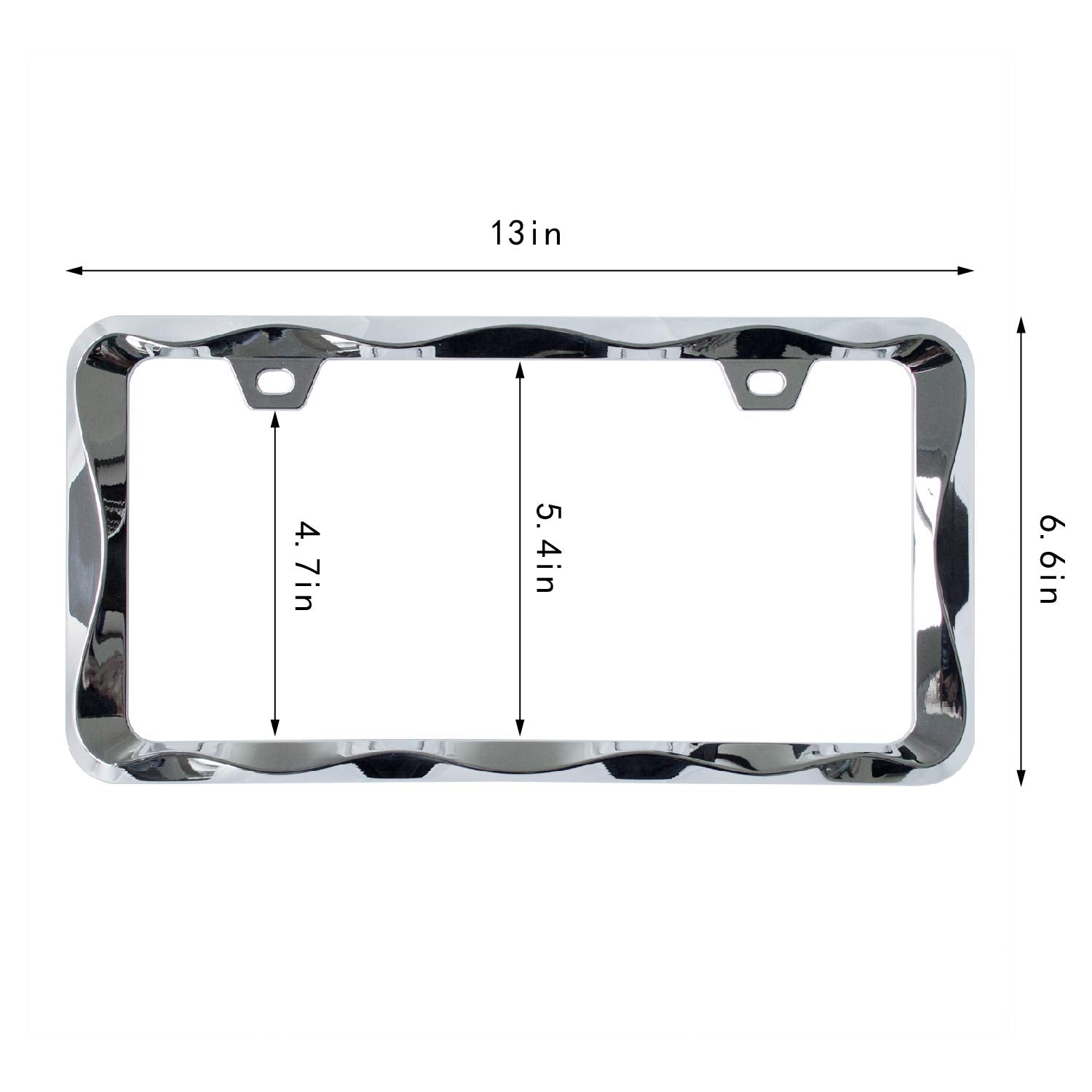 Sgooky 3D Curly Wave Pattern License Plate Holder Chrome License Plate Frame From Pure Zinc Alloy Metal Perfect Plate Holder
